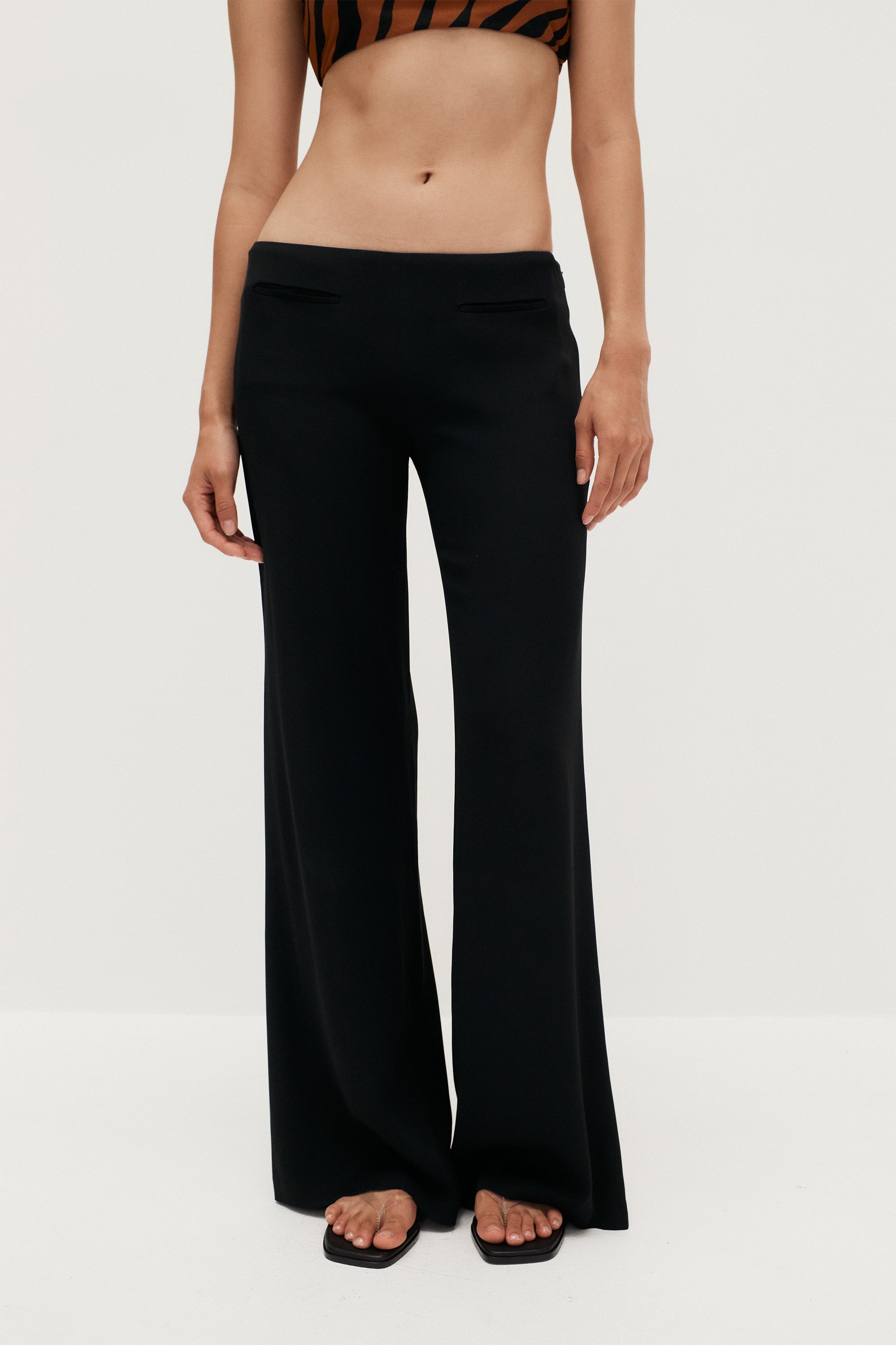 Low Waist Tailored Trousers | Black