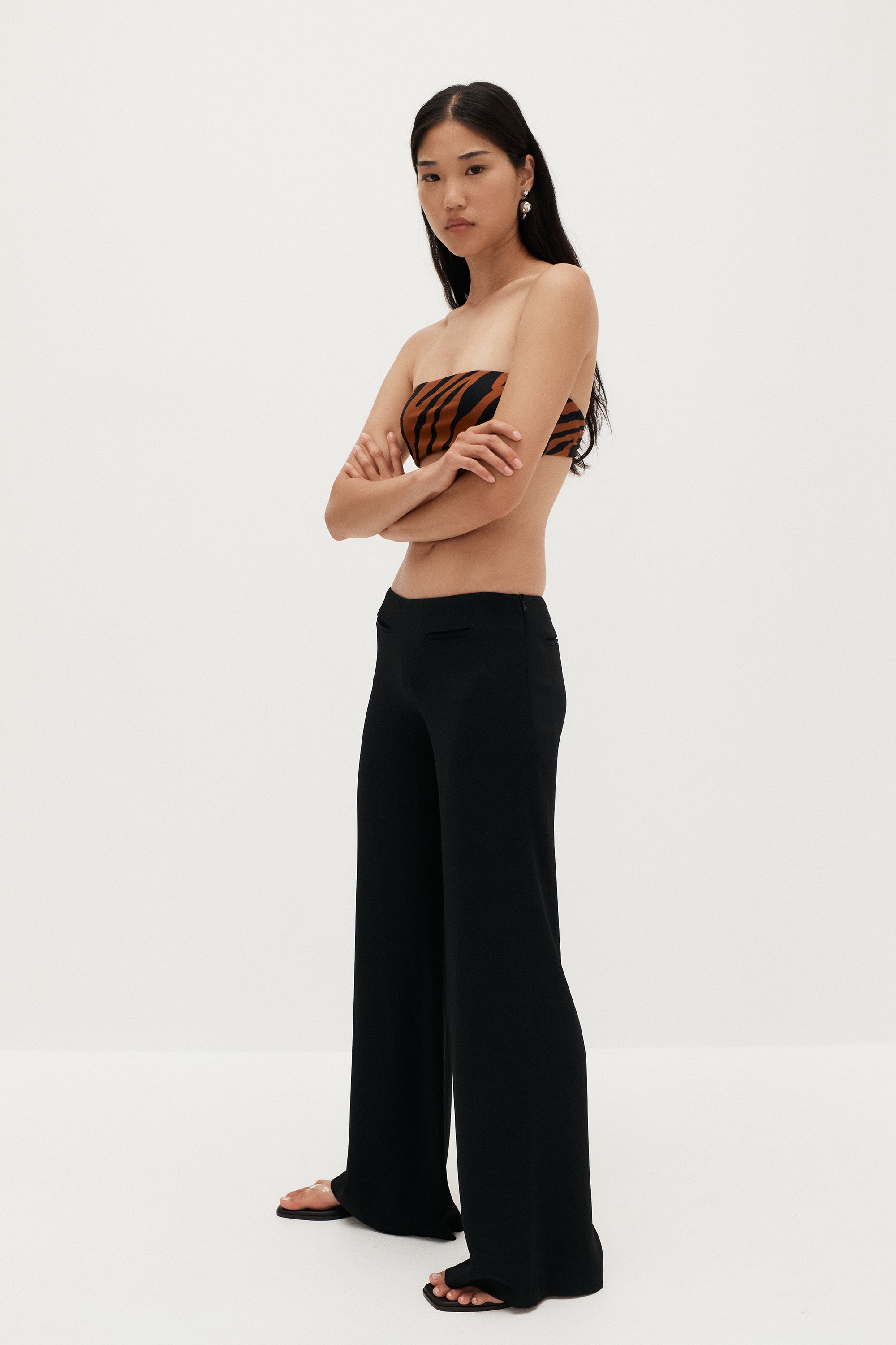 Low Waist Tailored Trousers | Black