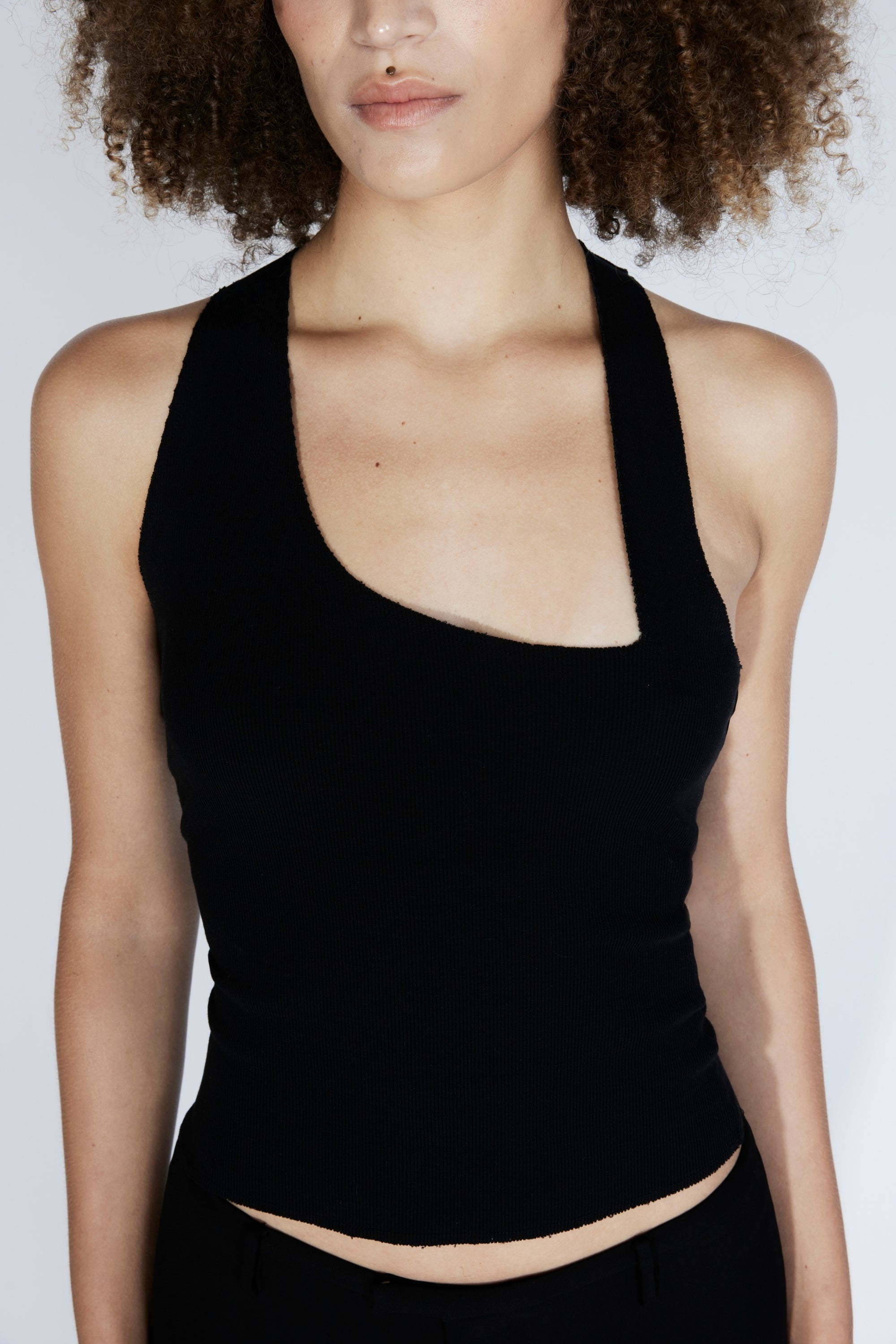 EDGY CUT TANK TOPS！CLANE Asymmetric Racer Slip Top | Black – Ziah