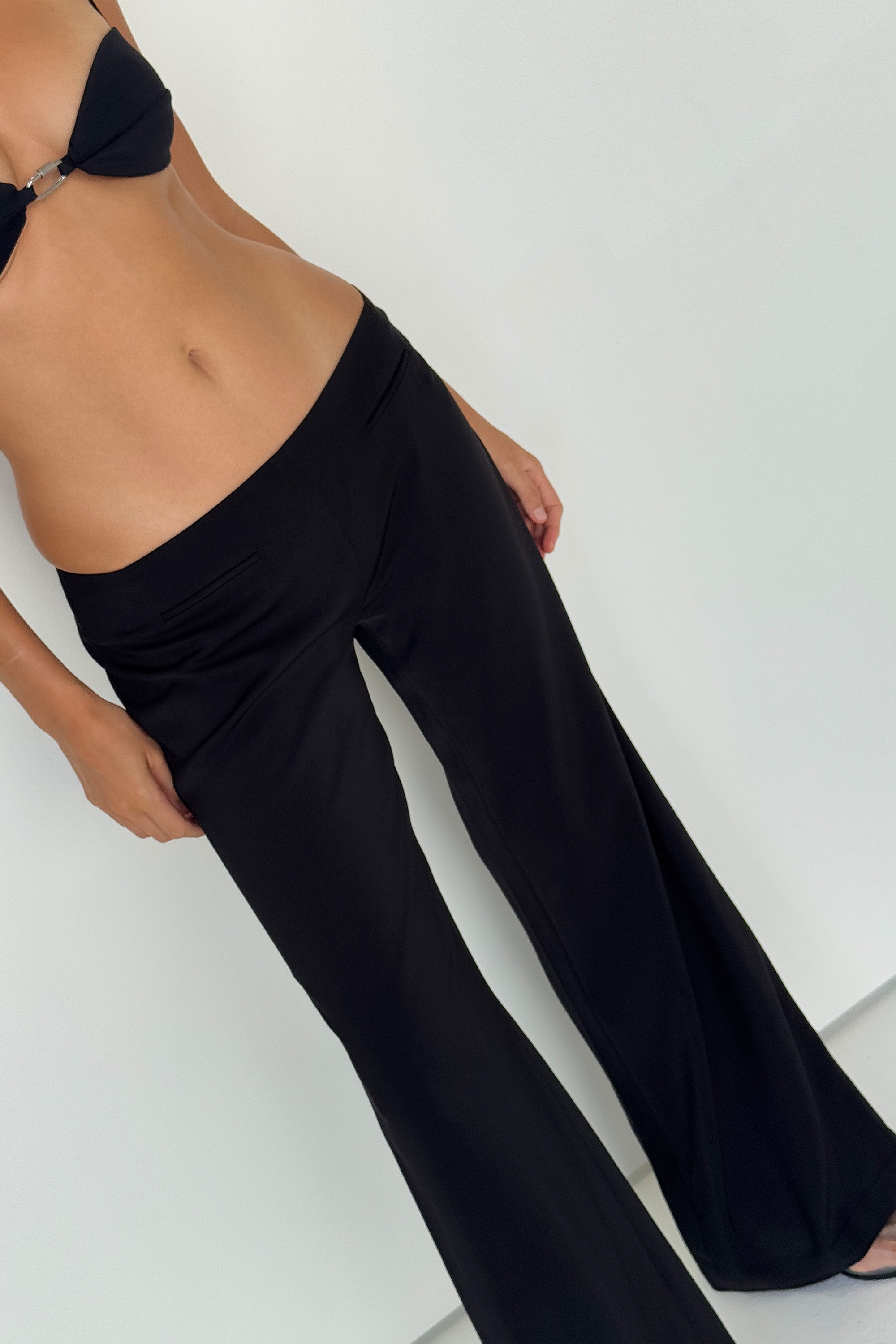 Low Waist Tailored Trousers | Black