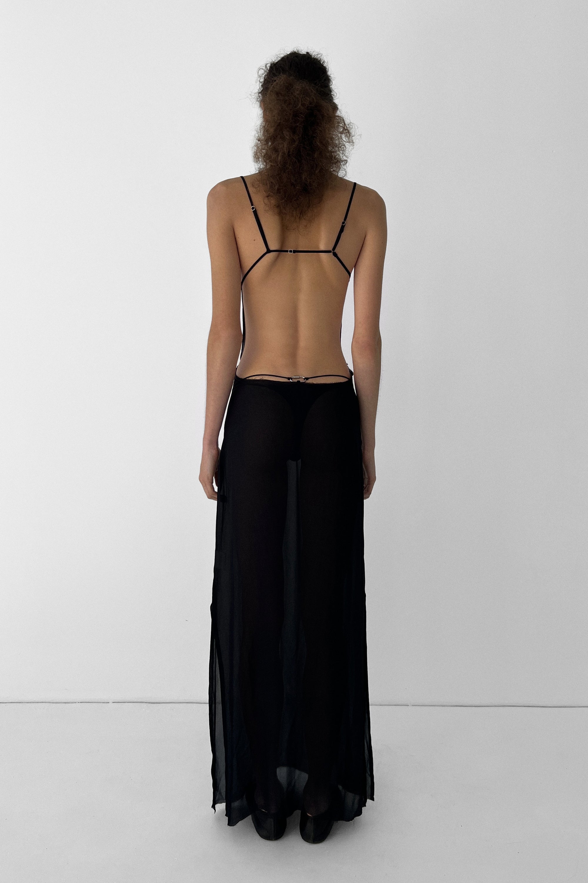 Low Back Long Visco Dress | Black