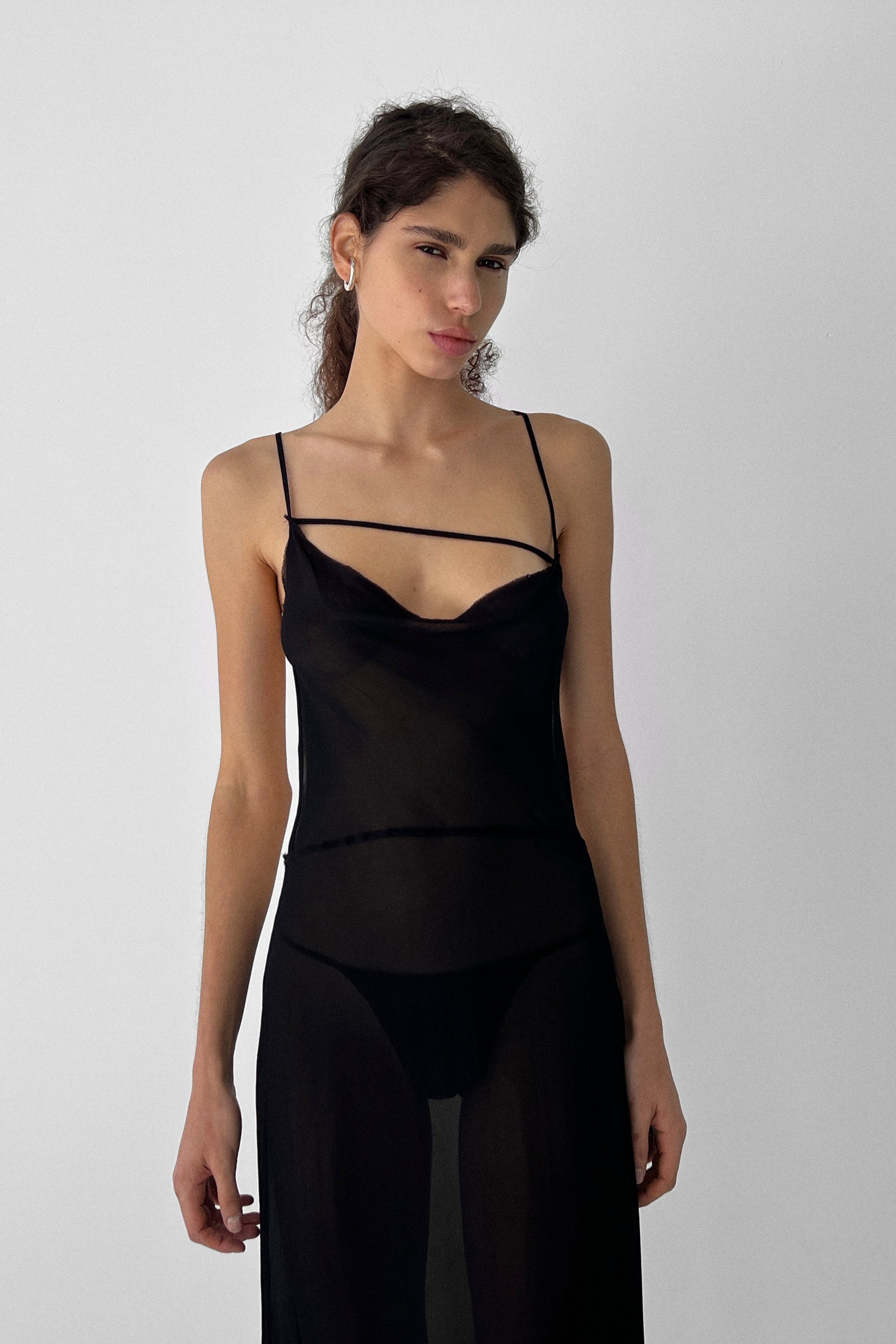 Low Back Long Visco Dress | Black