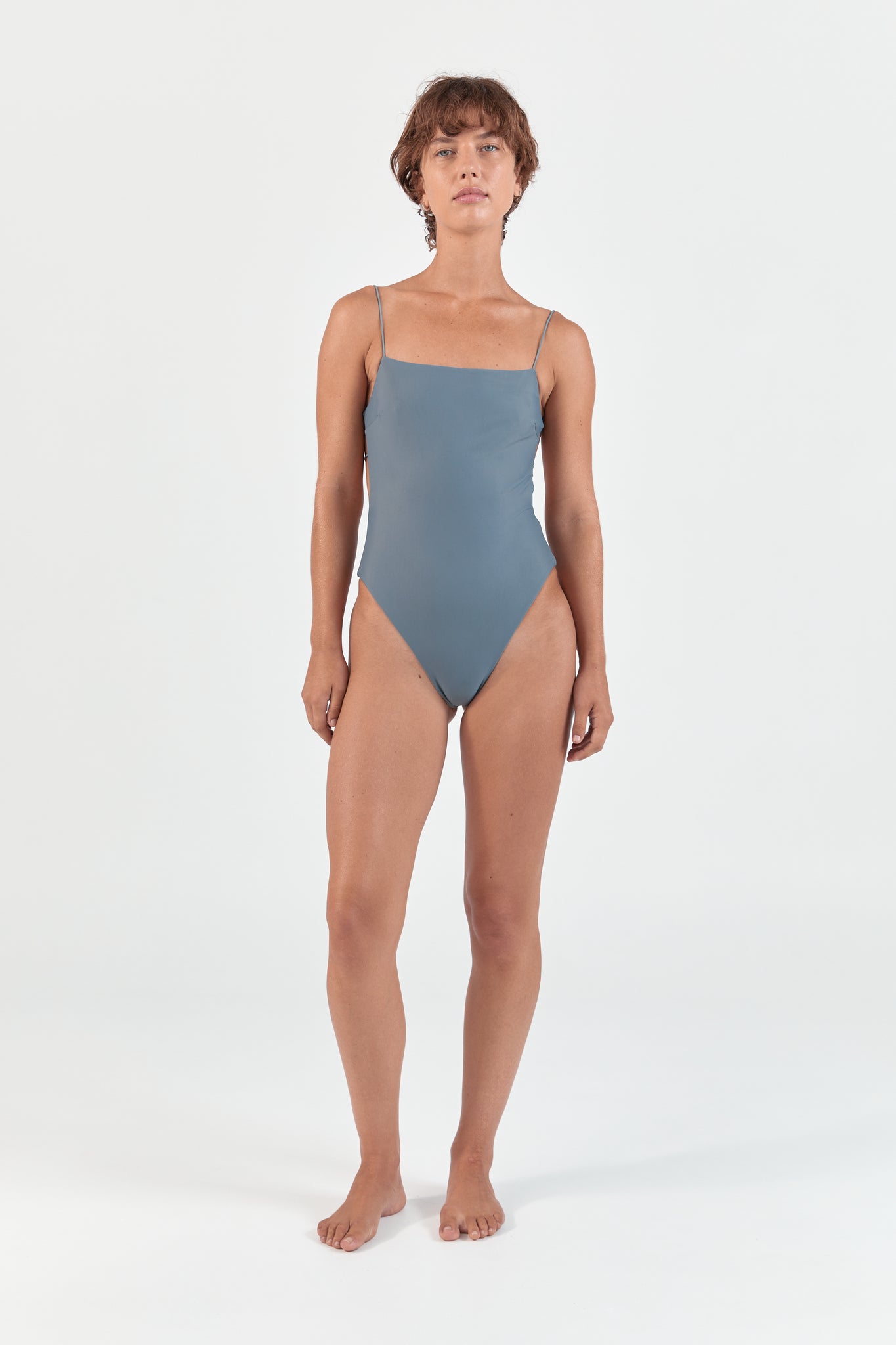 Fine Strap One Piece | Grey