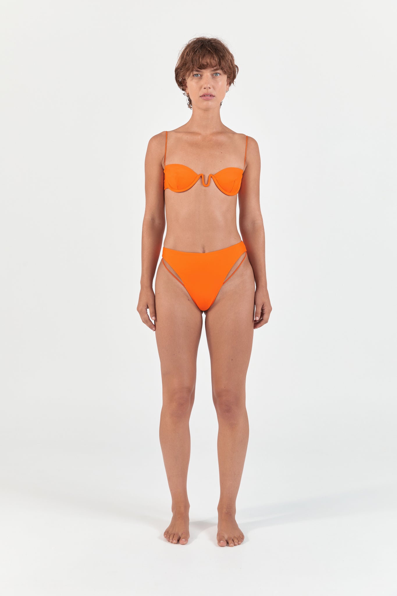 Fine Strap Wire Balconette Top | Bright Orange