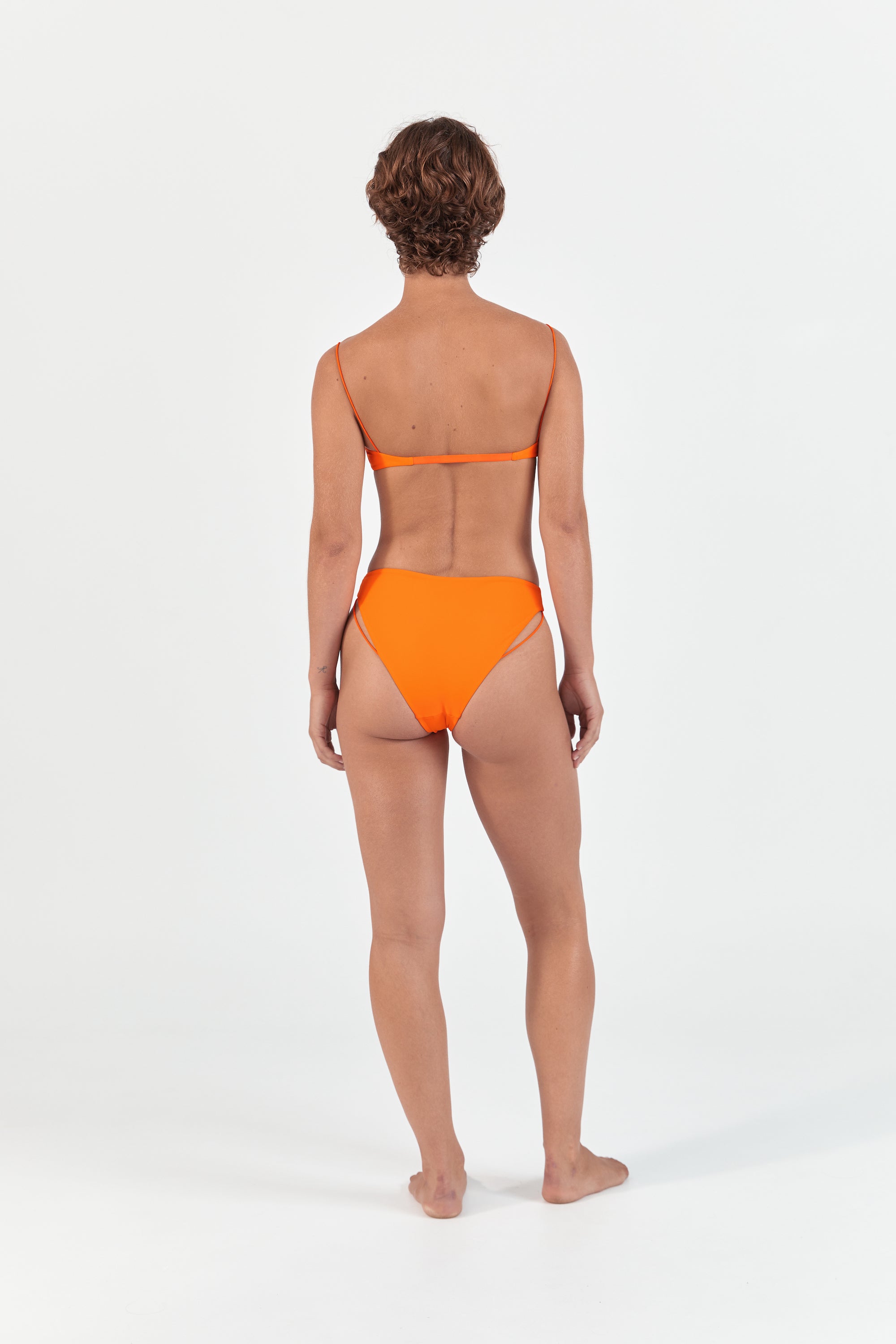 Fine Strap High Waist Bottom | Bright Orange