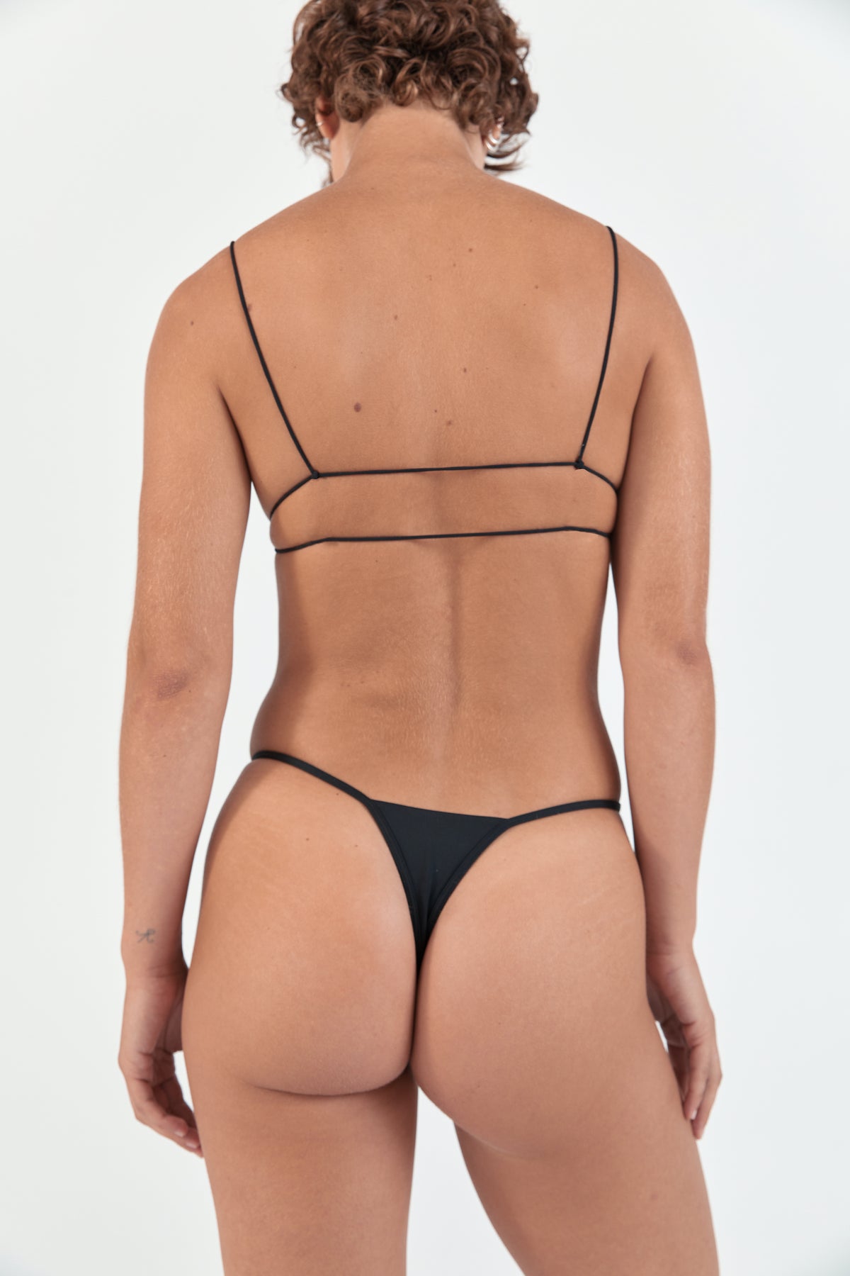 Ziah Luxury Sustainable Swimwear Ready to Wear Cross Triangle Top Black