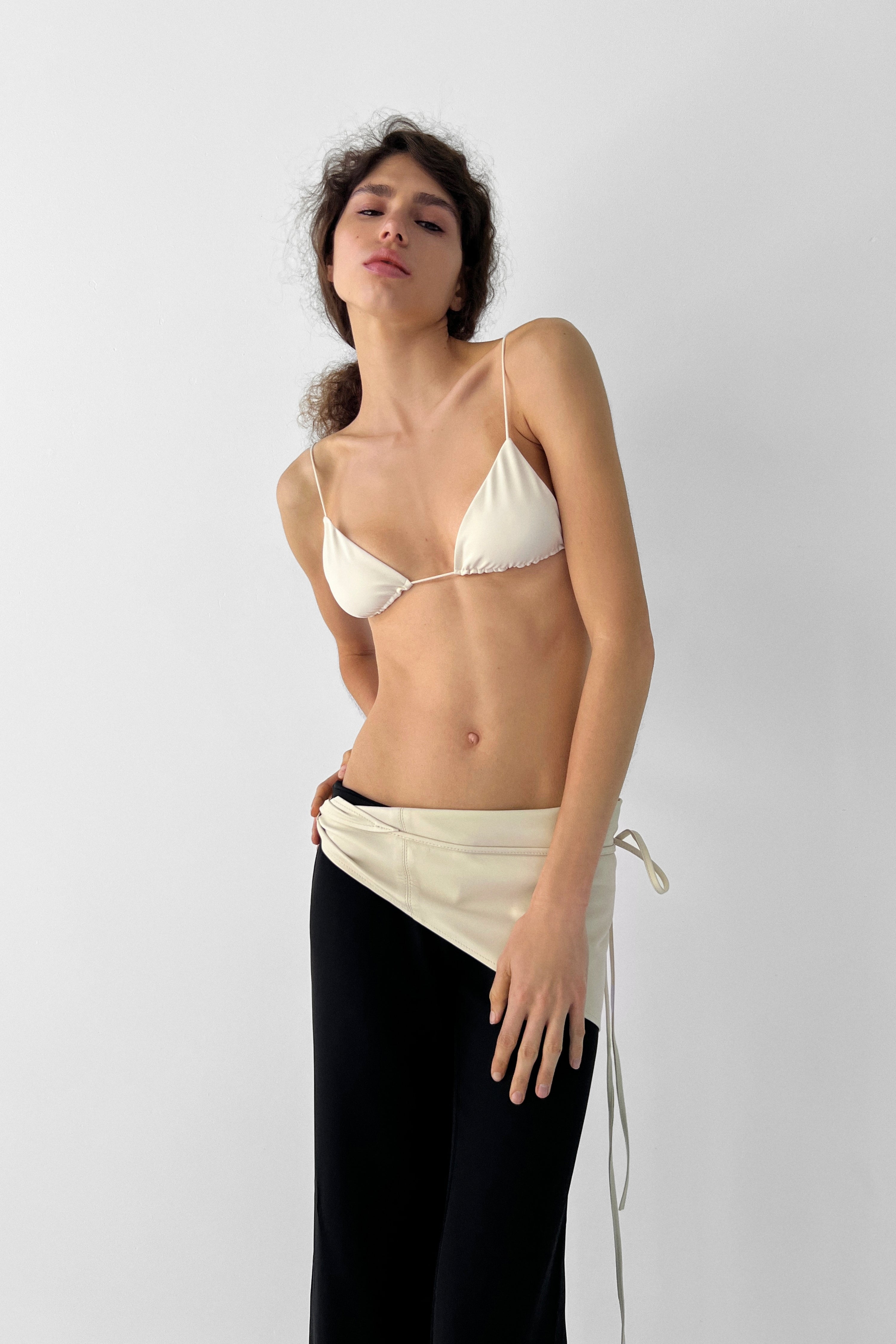 Fine Strap Triangle Top | Ecru