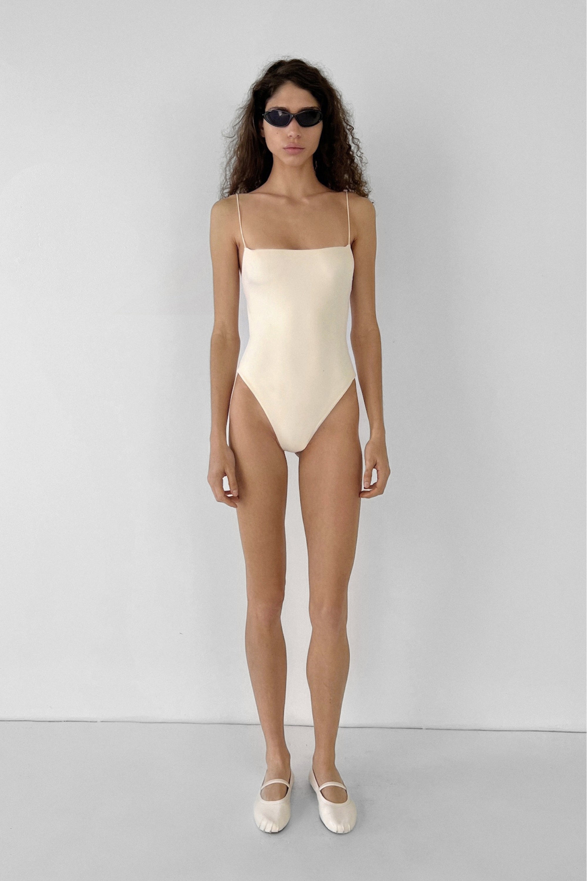 Fine Strap One Piece | Ecru