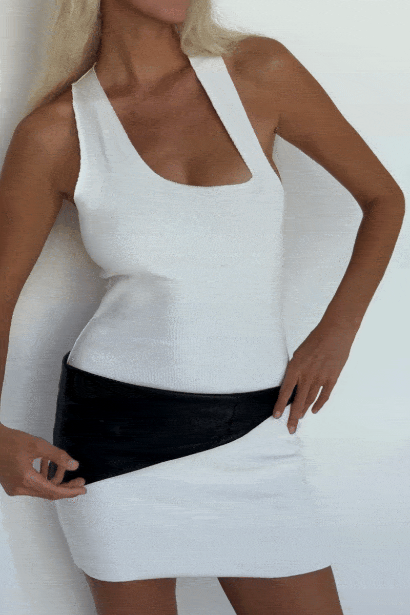 Asymmetric Racer Slip Dress | Off White