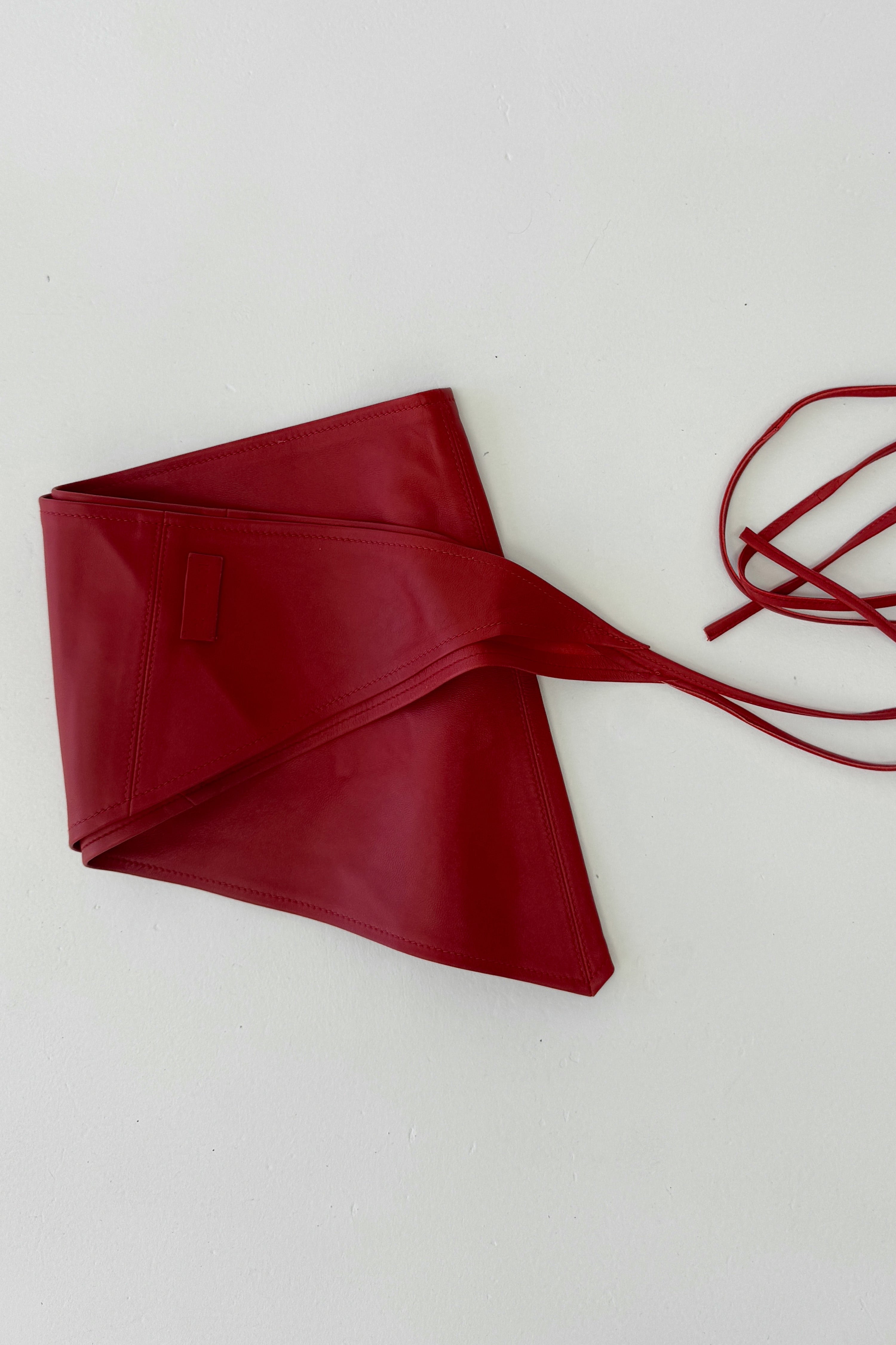 Leather Scarf | Vermilion Red
