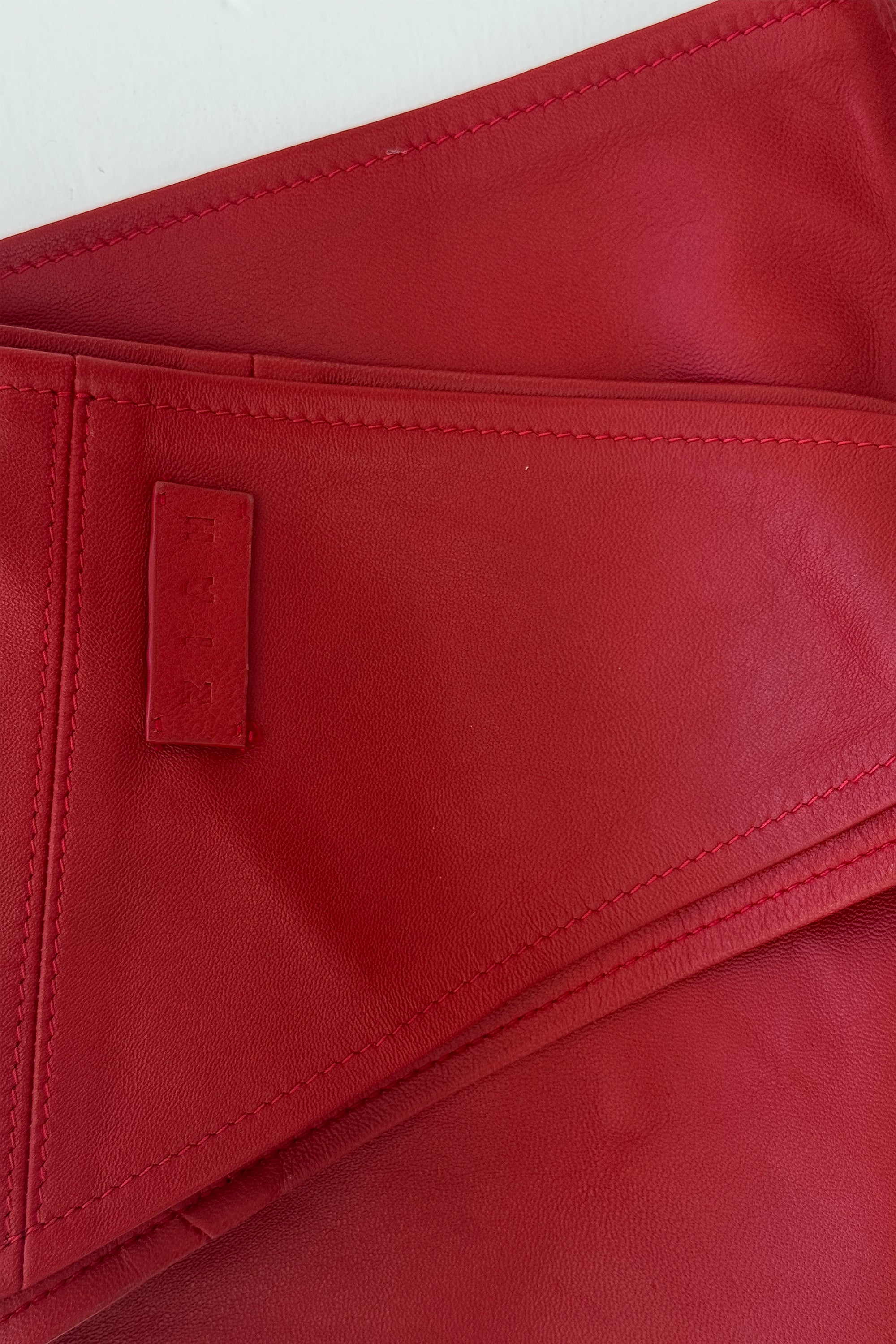 Leather Scarf | Vermilion Red