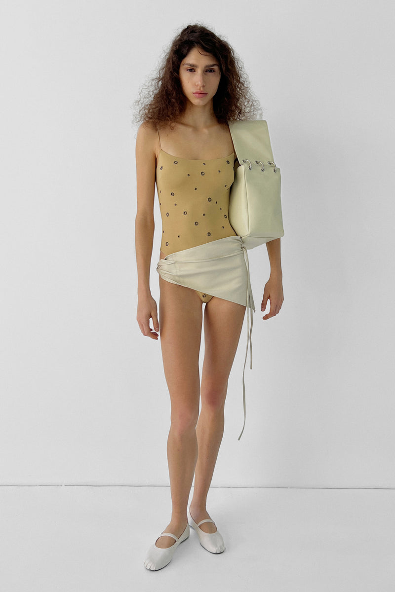 Leather Scarf | Ecru