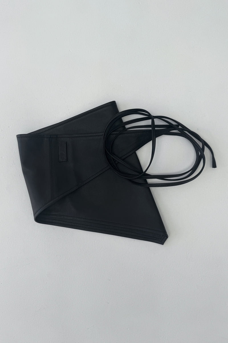 Leather Scarf | Black