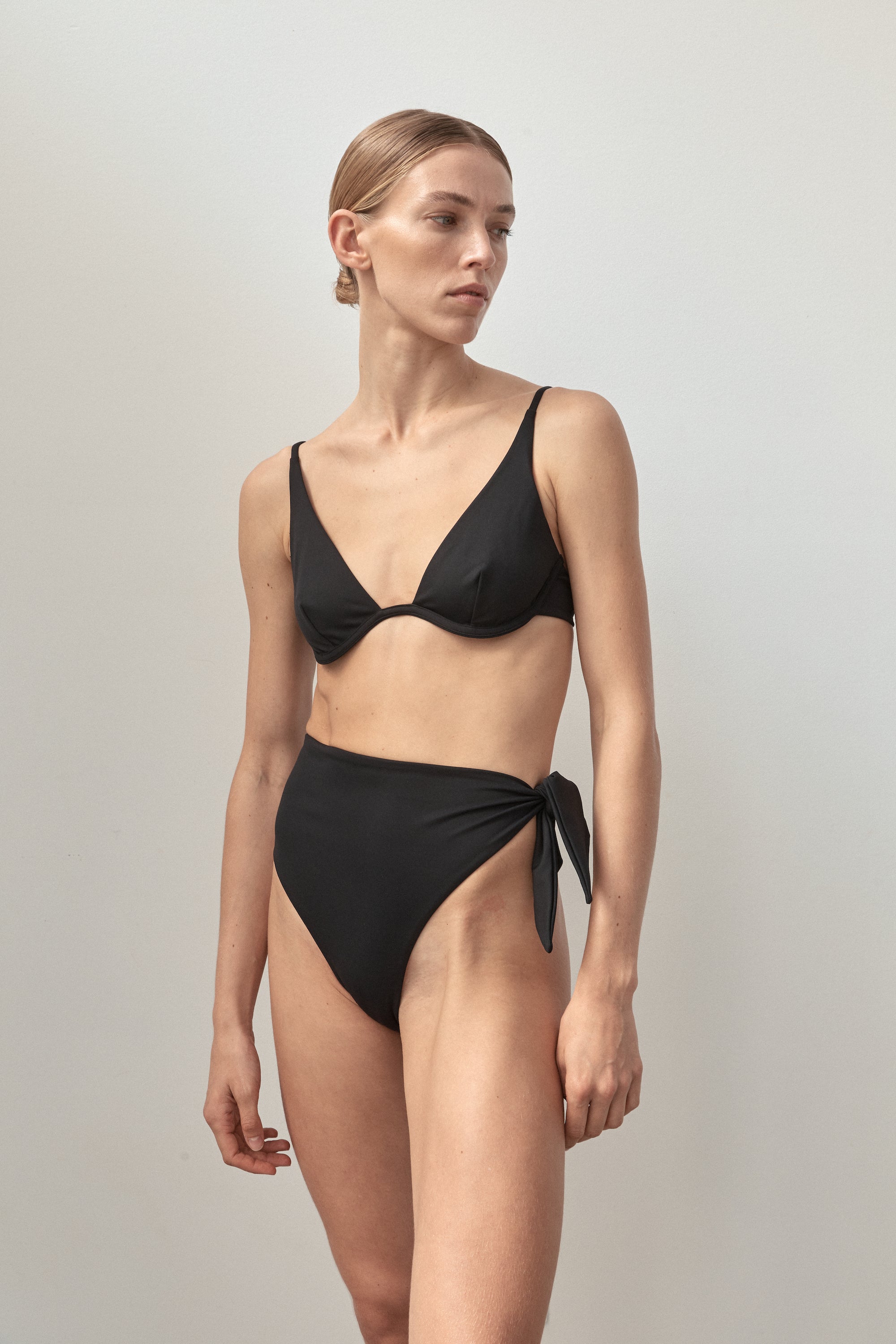 Ziah Swim | Asymmetrical Tie Bottom | Black