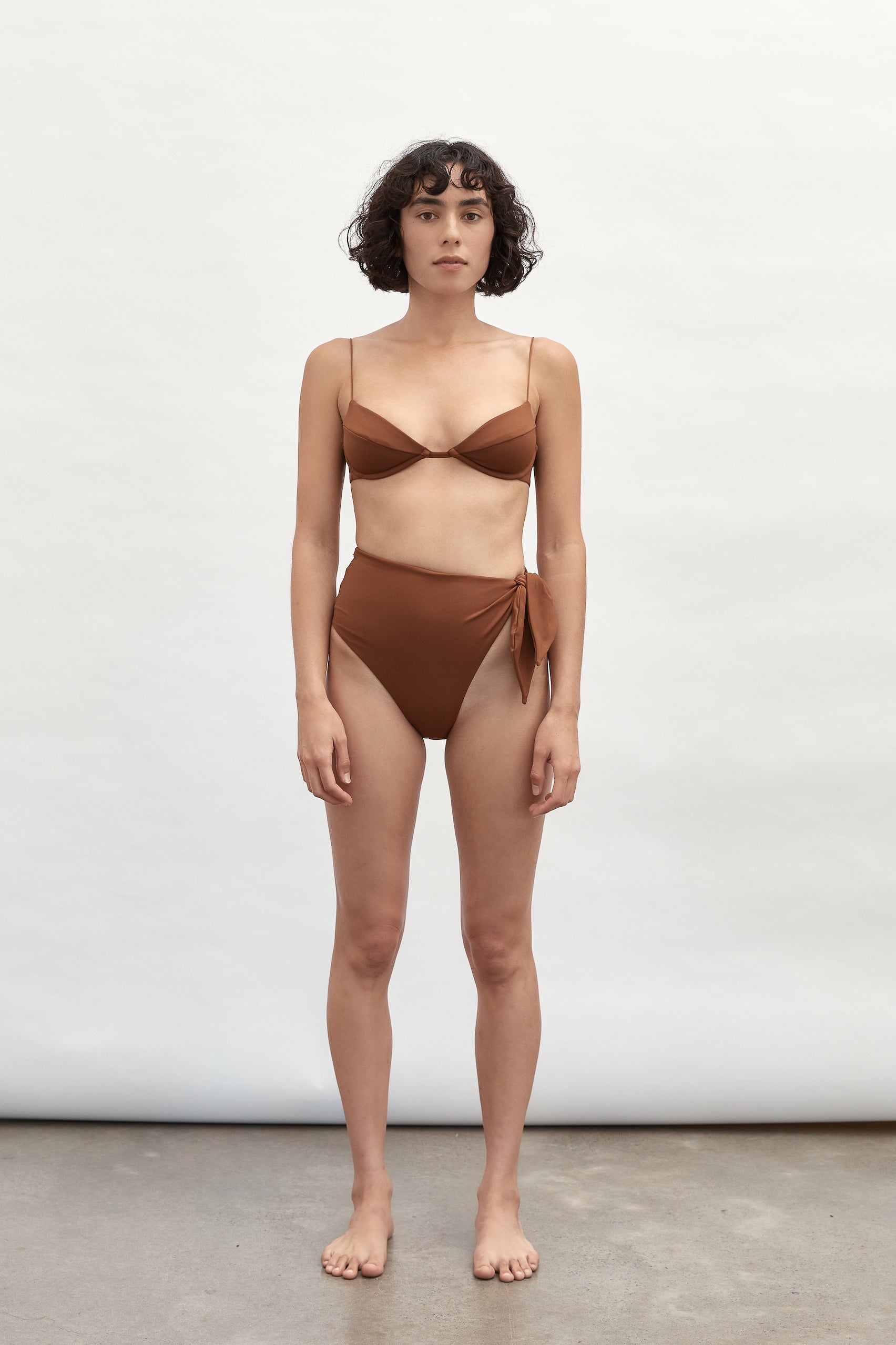 Ziah Swim | Fine Strap Almond Top | Truffle