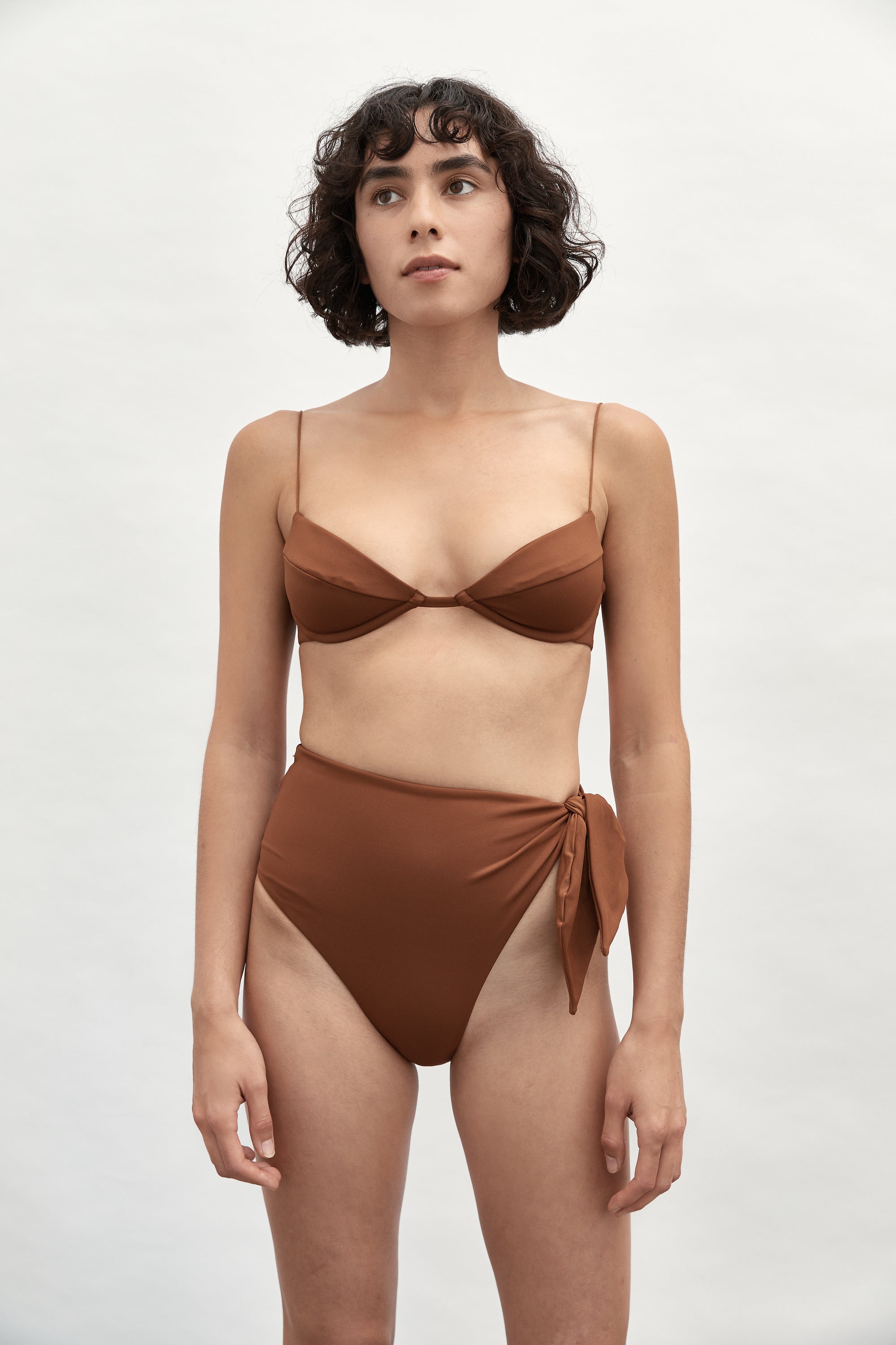 Ziah Swim | Asymmetrical Tie Bottom | Truffle