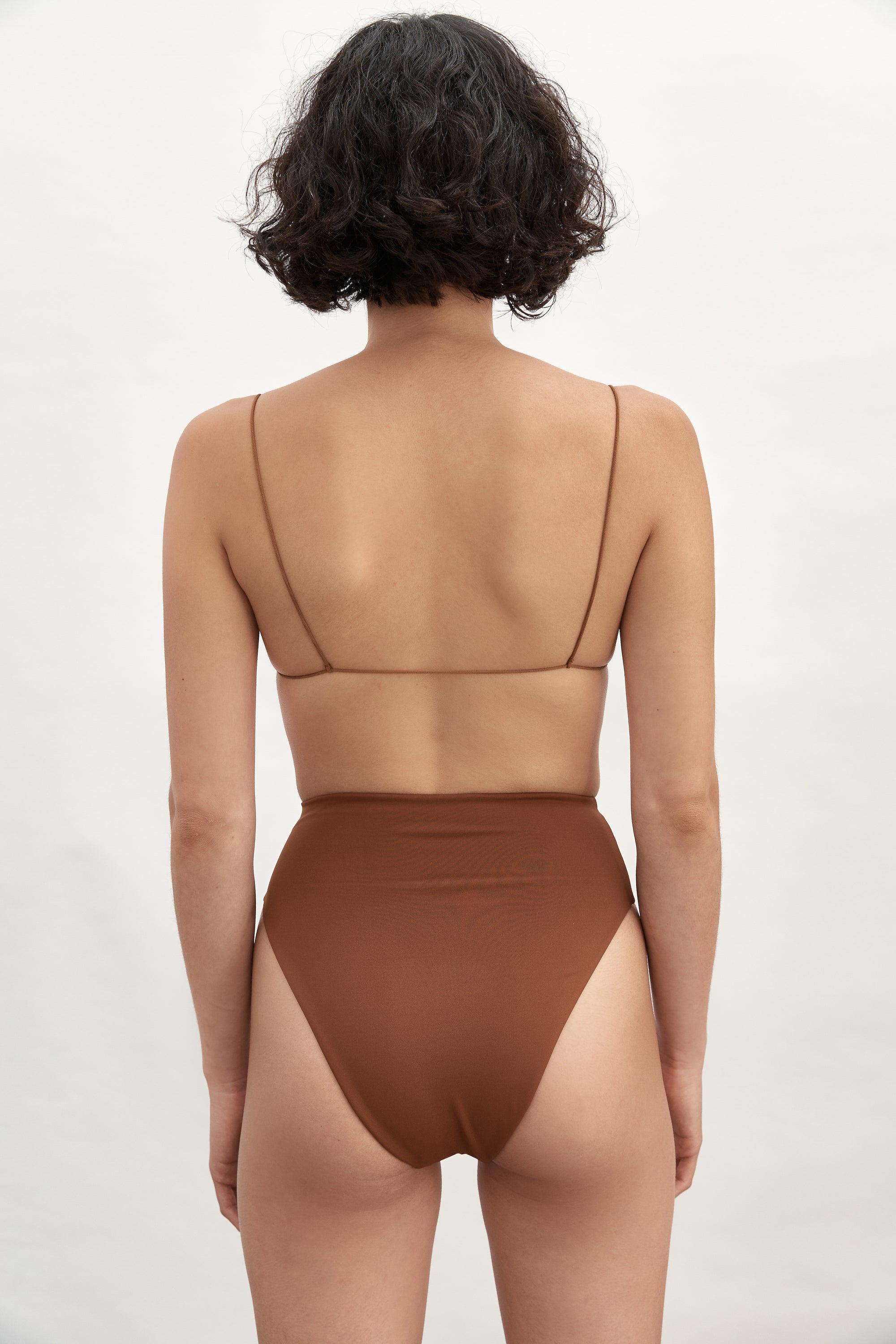 Ziah Swim | Fine Strap Triangle Top | Truffle