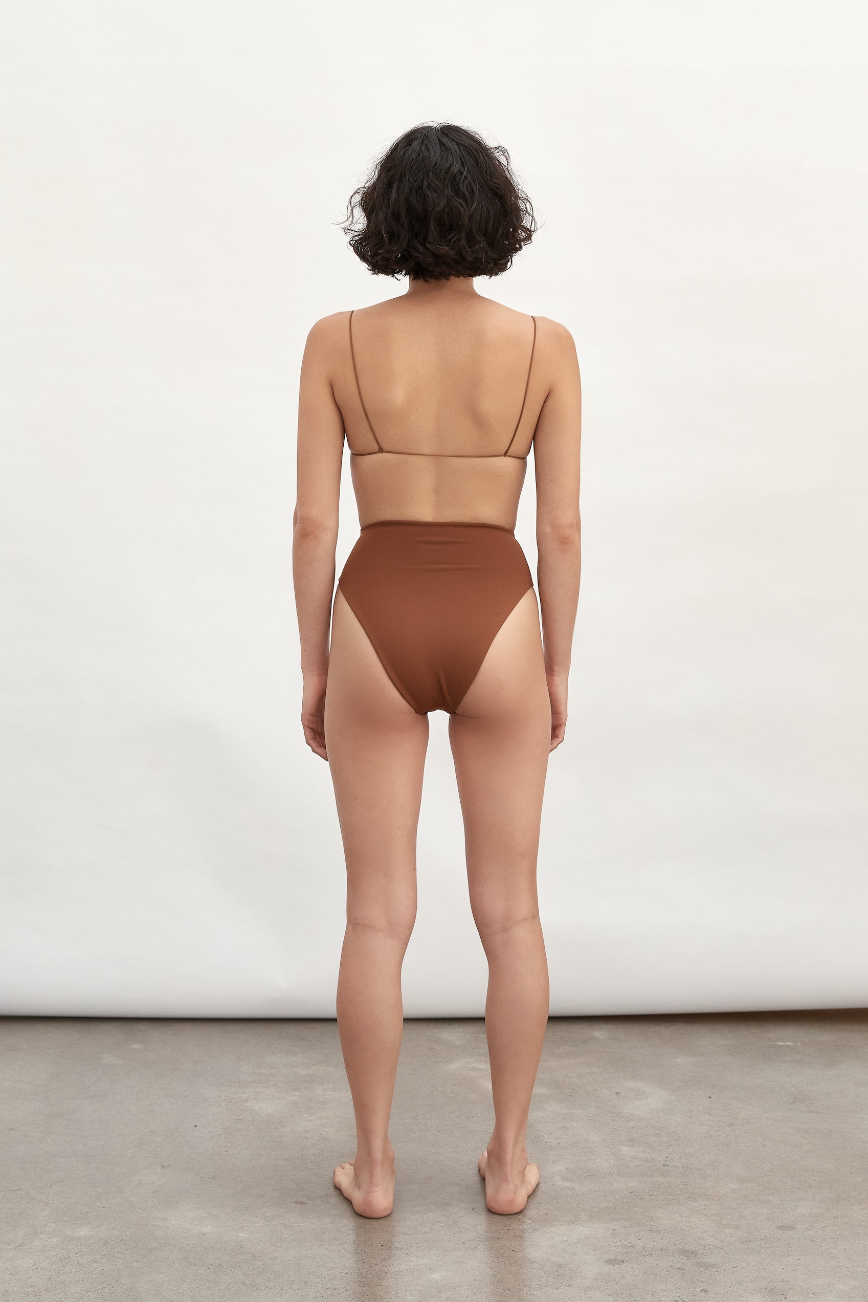 Ziah Swim | Fine Strap Triangle Top | Truffle
