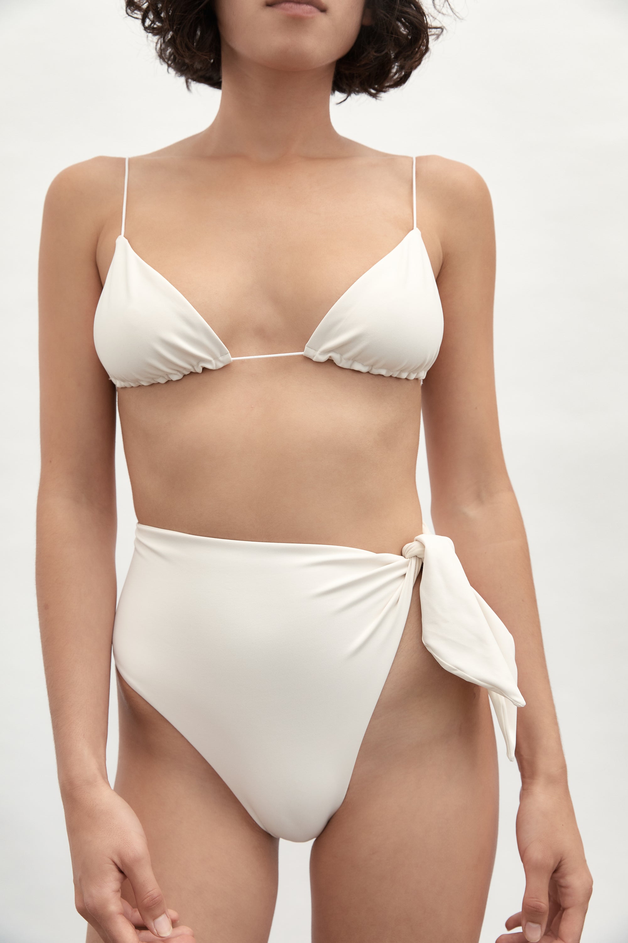 Ziah Swim | Asymmetrical Tie Bottom | Ecru