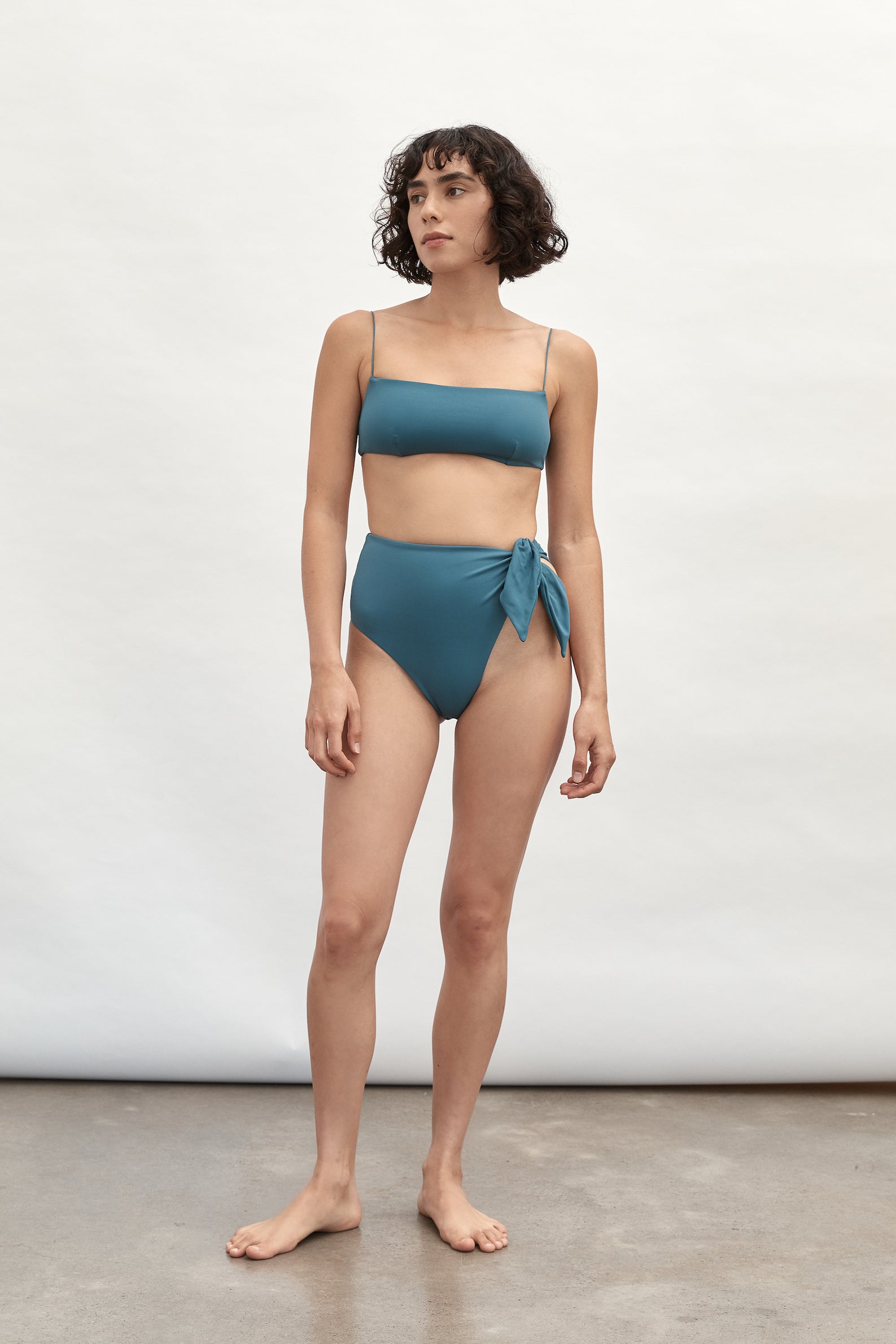 Ziah Swim | Fine Strap Bandeau Top | Midnight Blue