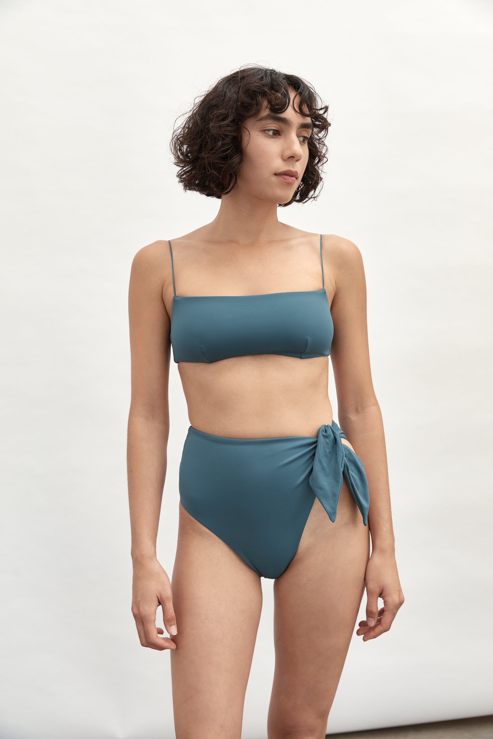 Ziah Swim | Fine Strap Bandeau Top | Midnight Blue