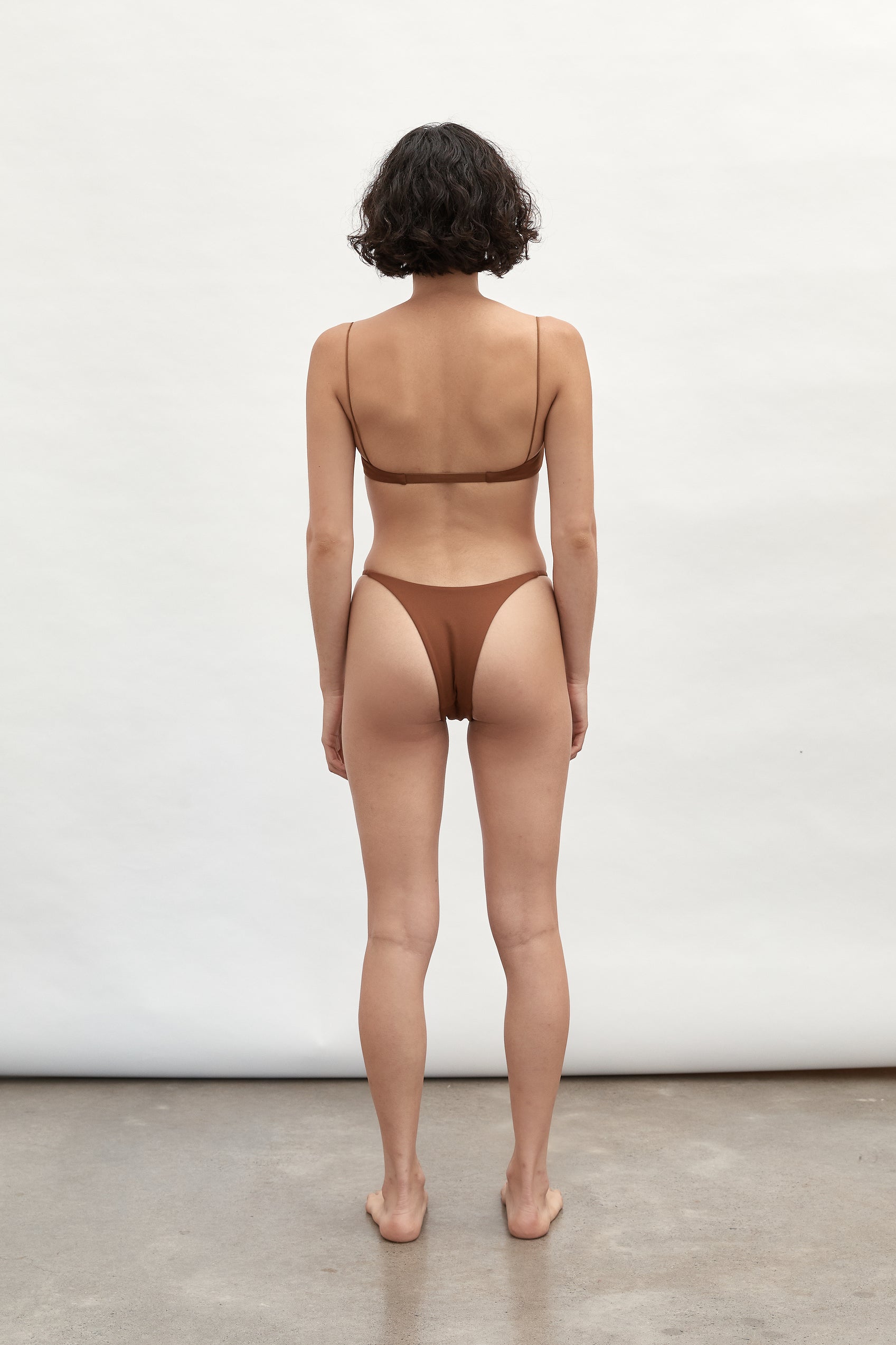Ziah Swim | Fine Strap Bandeau Top | Truffle