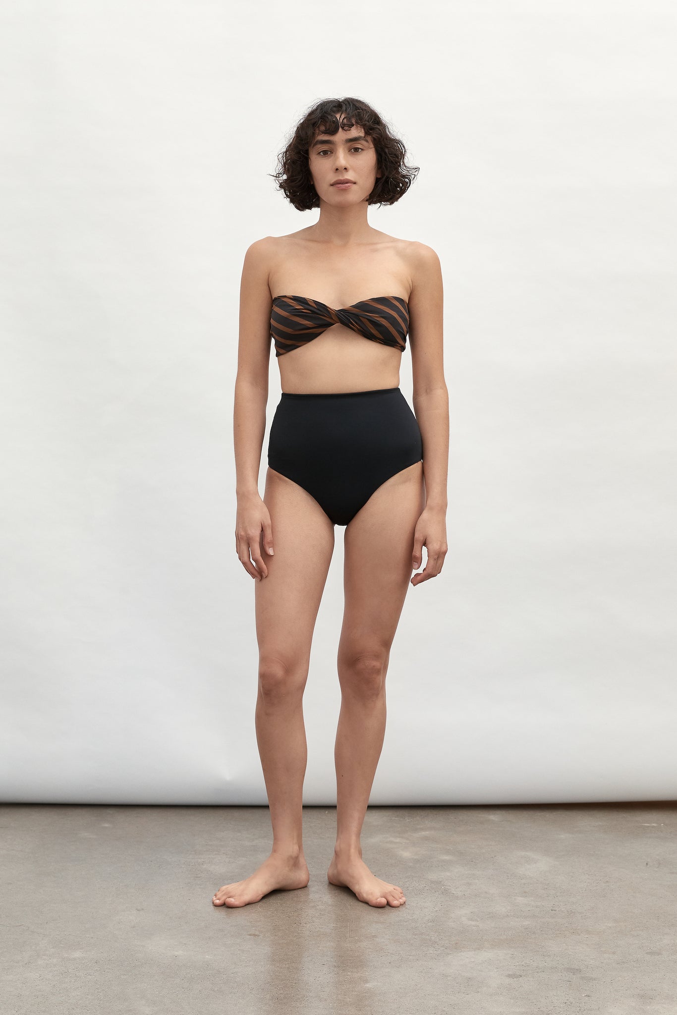 Ziah | Jacques Square Silk Scarf | Truffle & Black
