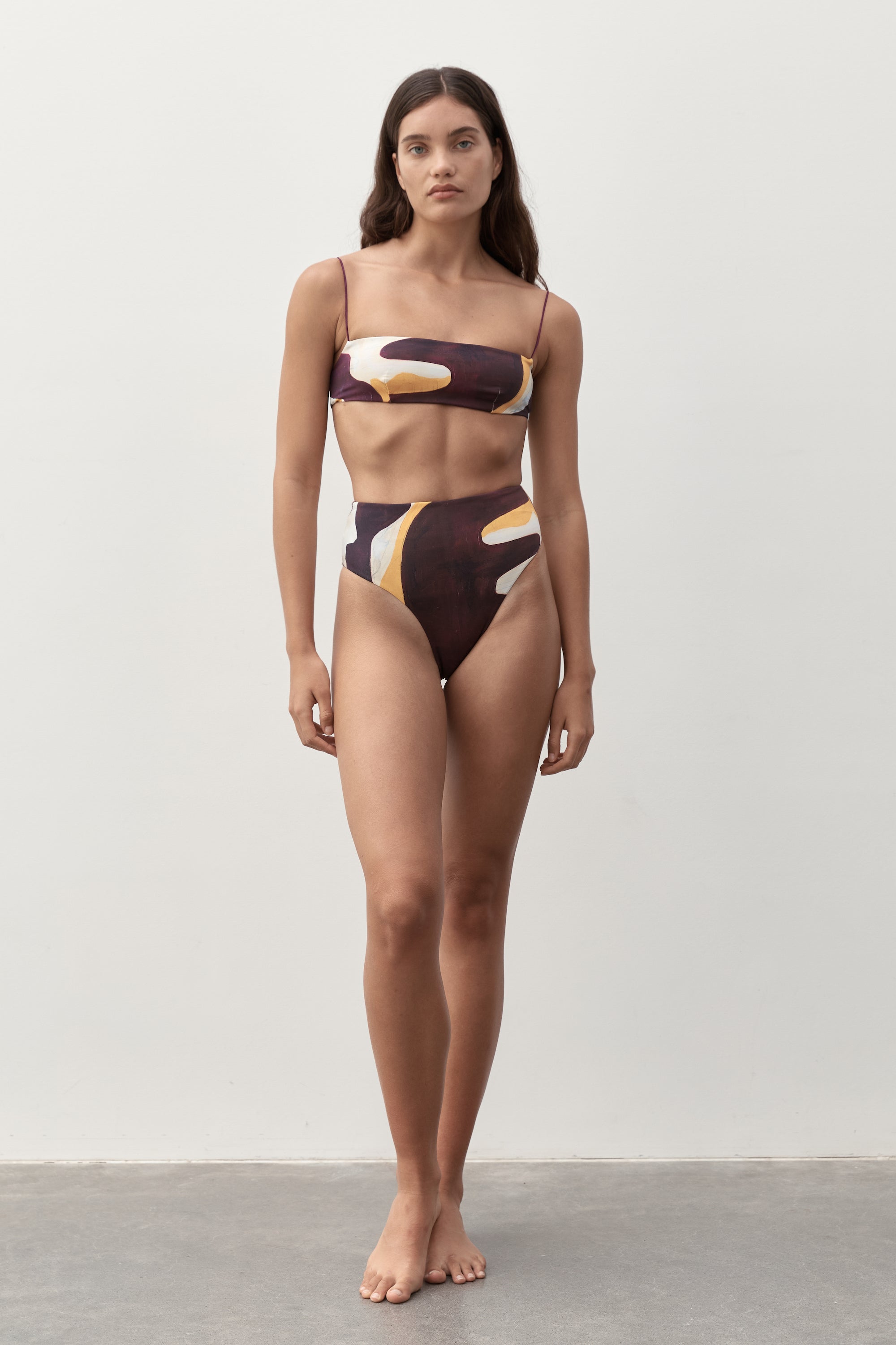 Ziah Swim | Fine Strap Bandeau Top | Joan Print