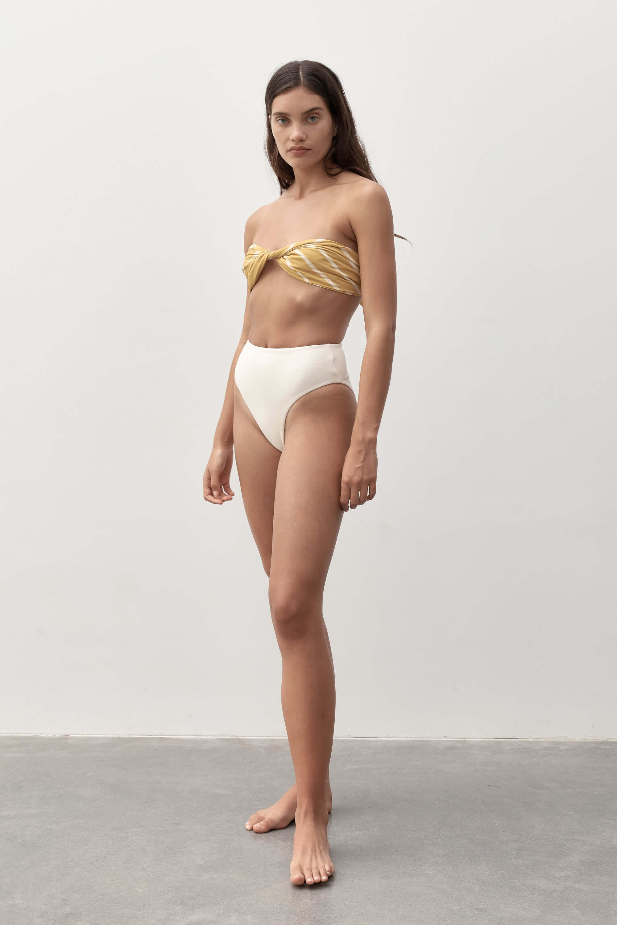 Ziah Swim | 90'S High Waist Bottom Bouclê | Ecru