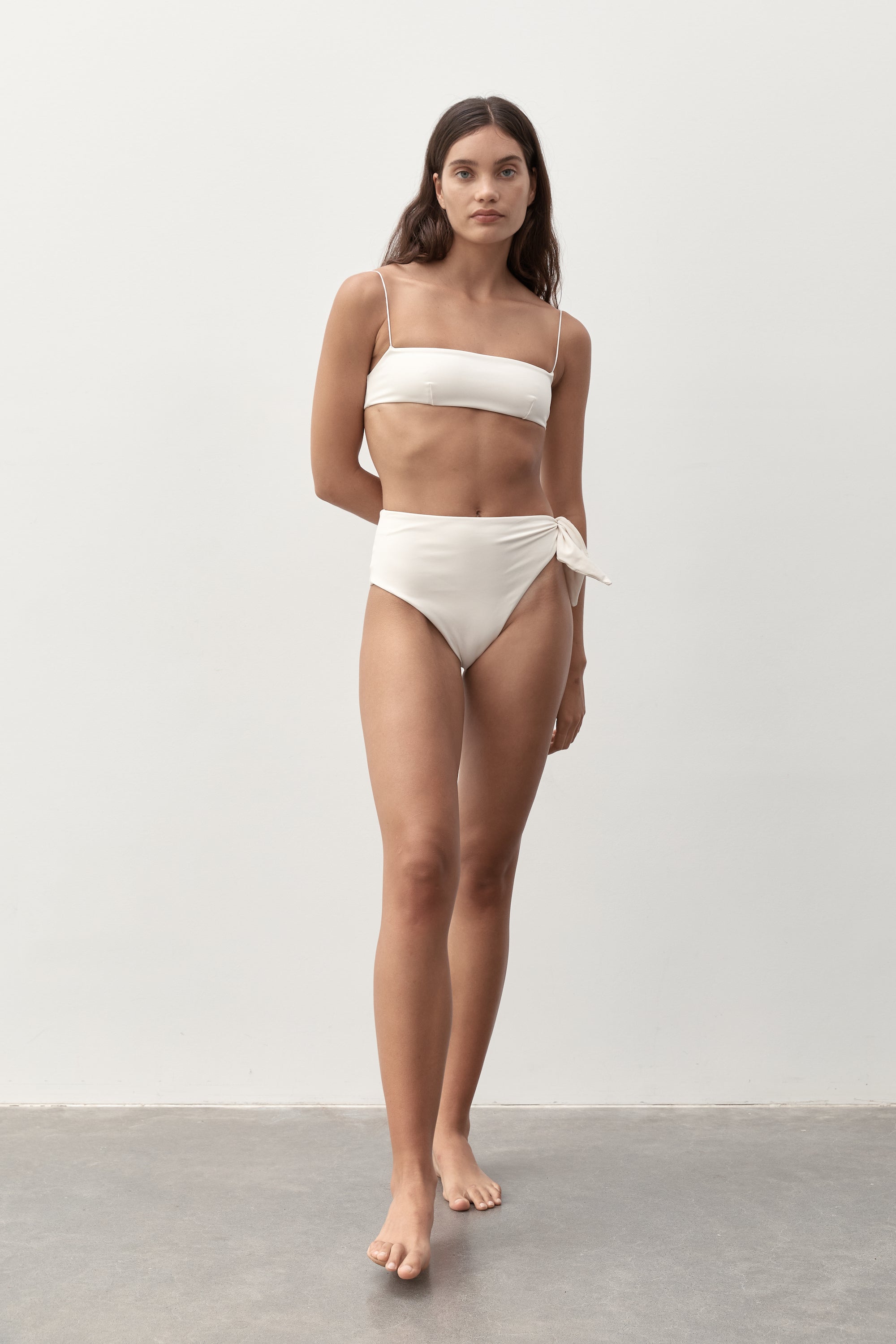 Ziah Swim | Asymmetrical Tie Bottom | Ecru