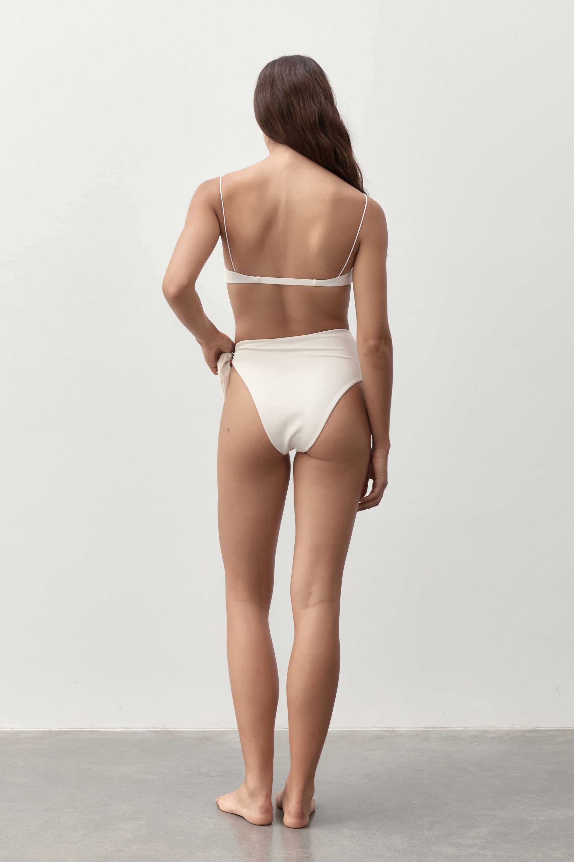 Ziah Swim | Asymmetrical Tie Bottom | Ecru