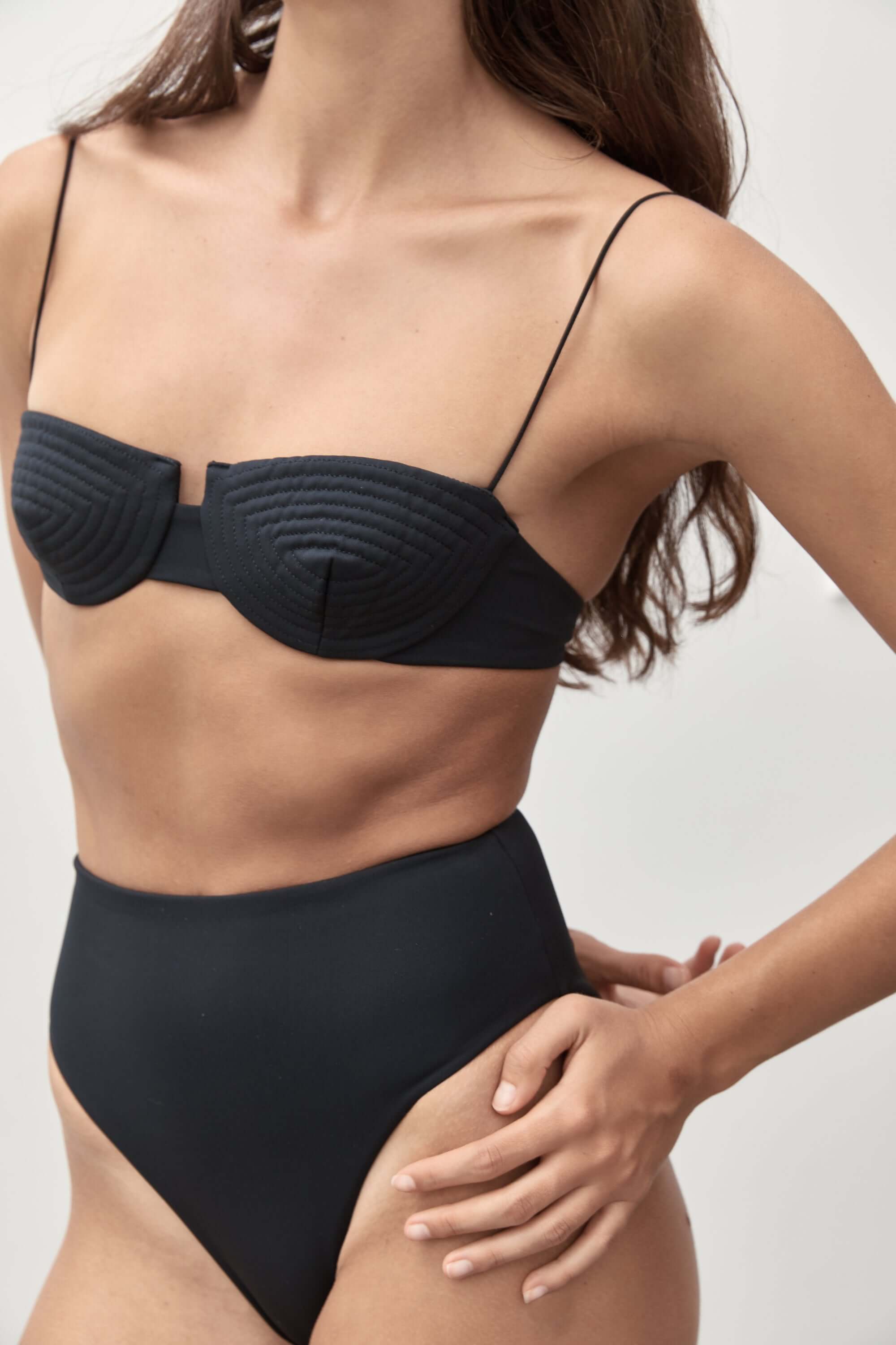 Ziah Swim | 90'S High Waist Bottom | Black