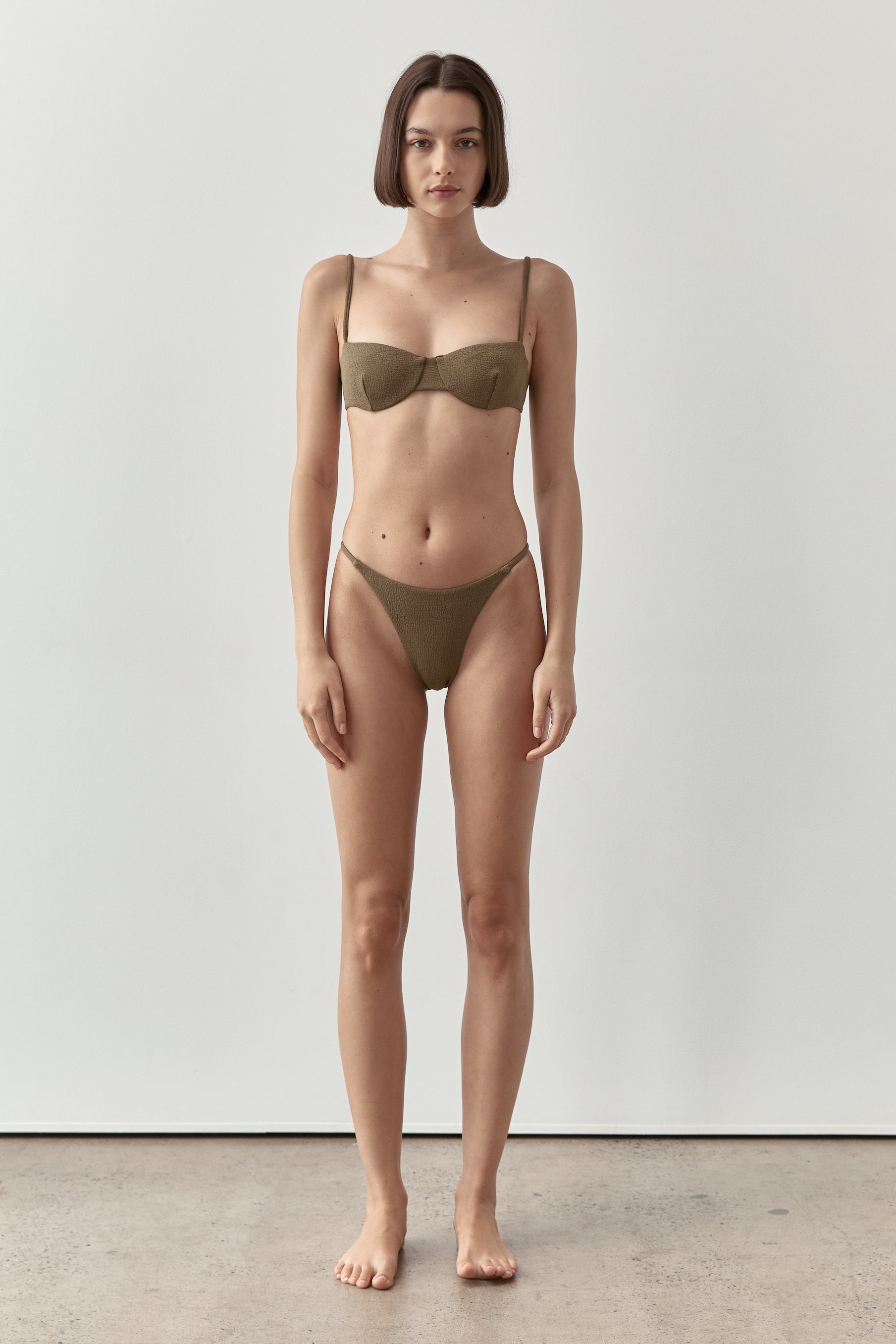 Ziah Swim | Bardot Balcony Top Bouclê | Olive