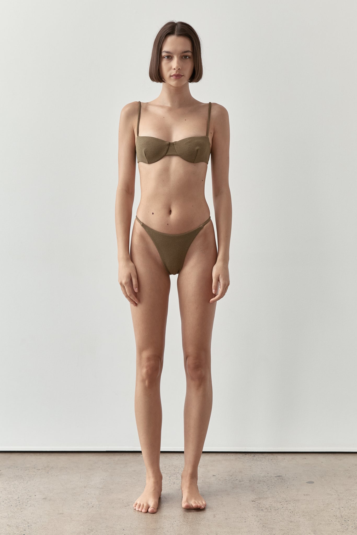 Ziah Swim | Bardot Balcony Top Bouclê | Olive