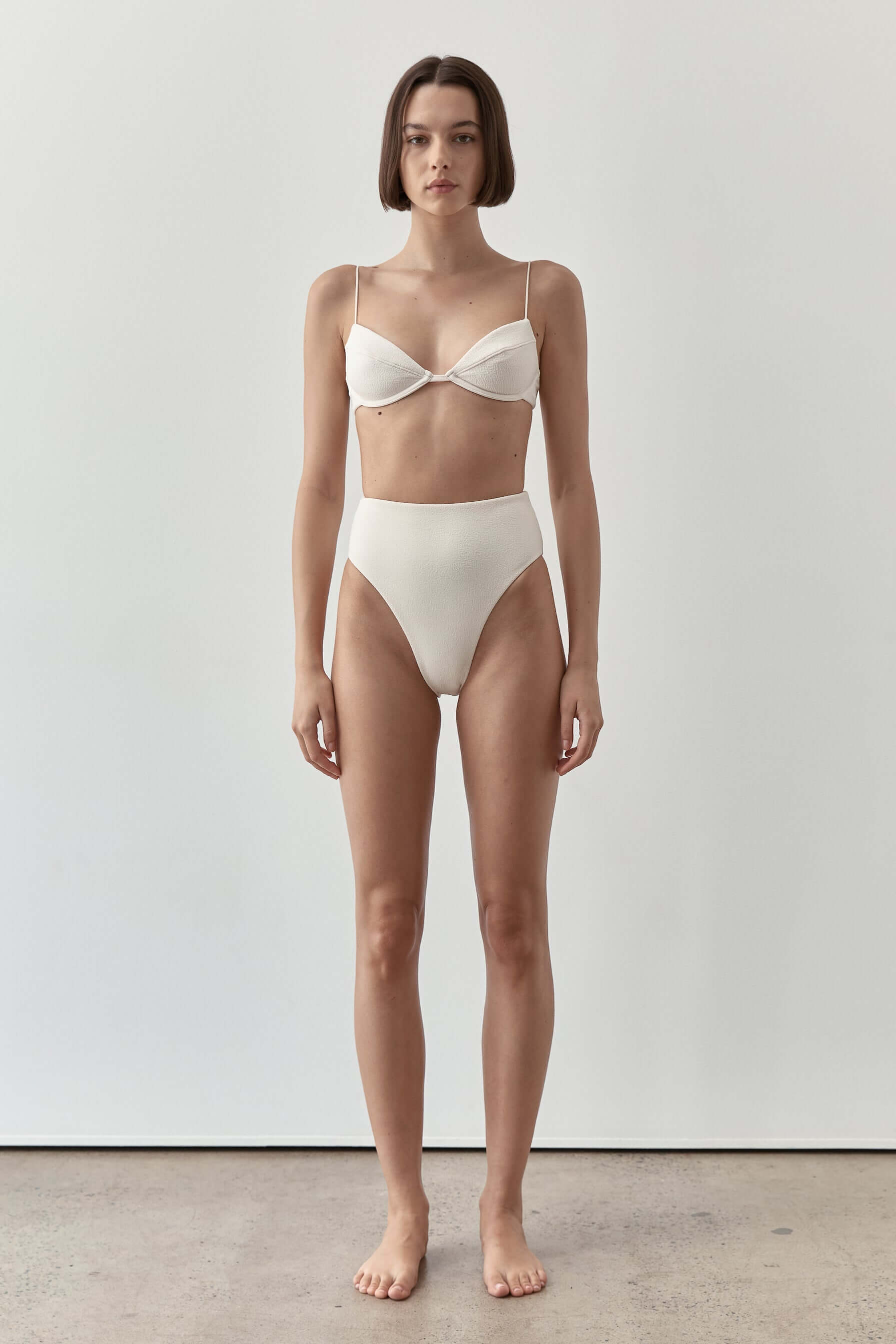 Ziah Swim | 90'S High Waist Bottom Bouclê | Ecru