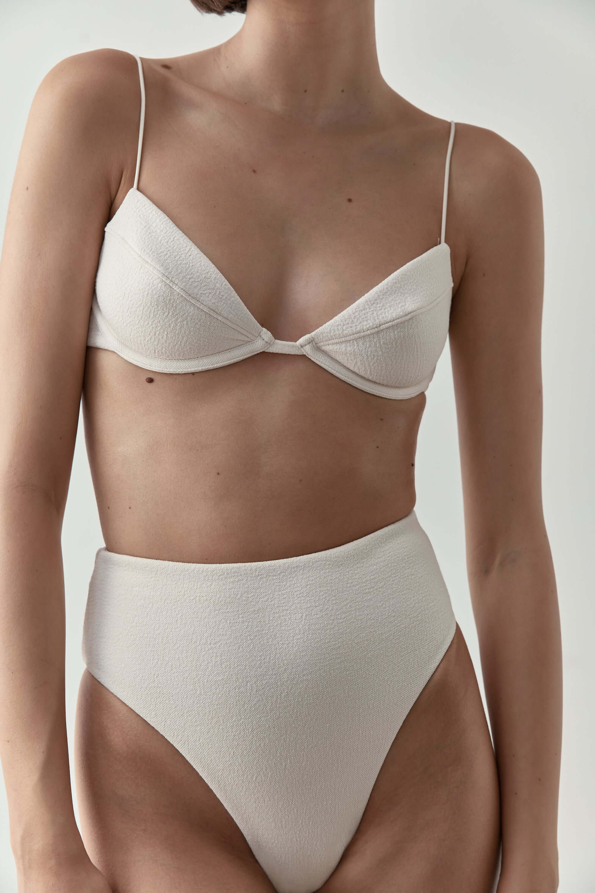 Ziah Swim | 90'S High Waist Bottom Bouclê | Ecru