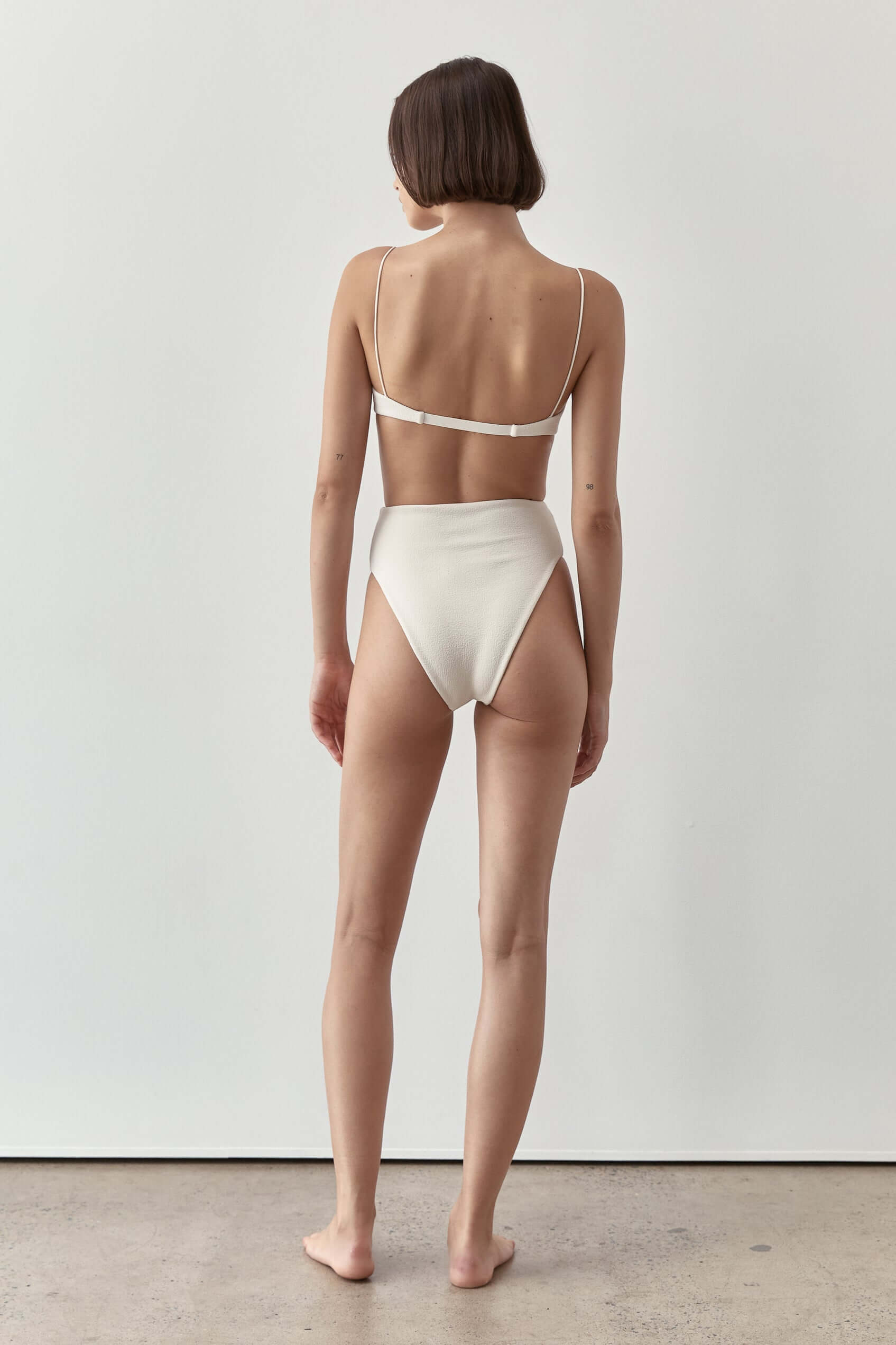Ziah Swim | 90'S High Waist Bottom Bouclê | Ecru