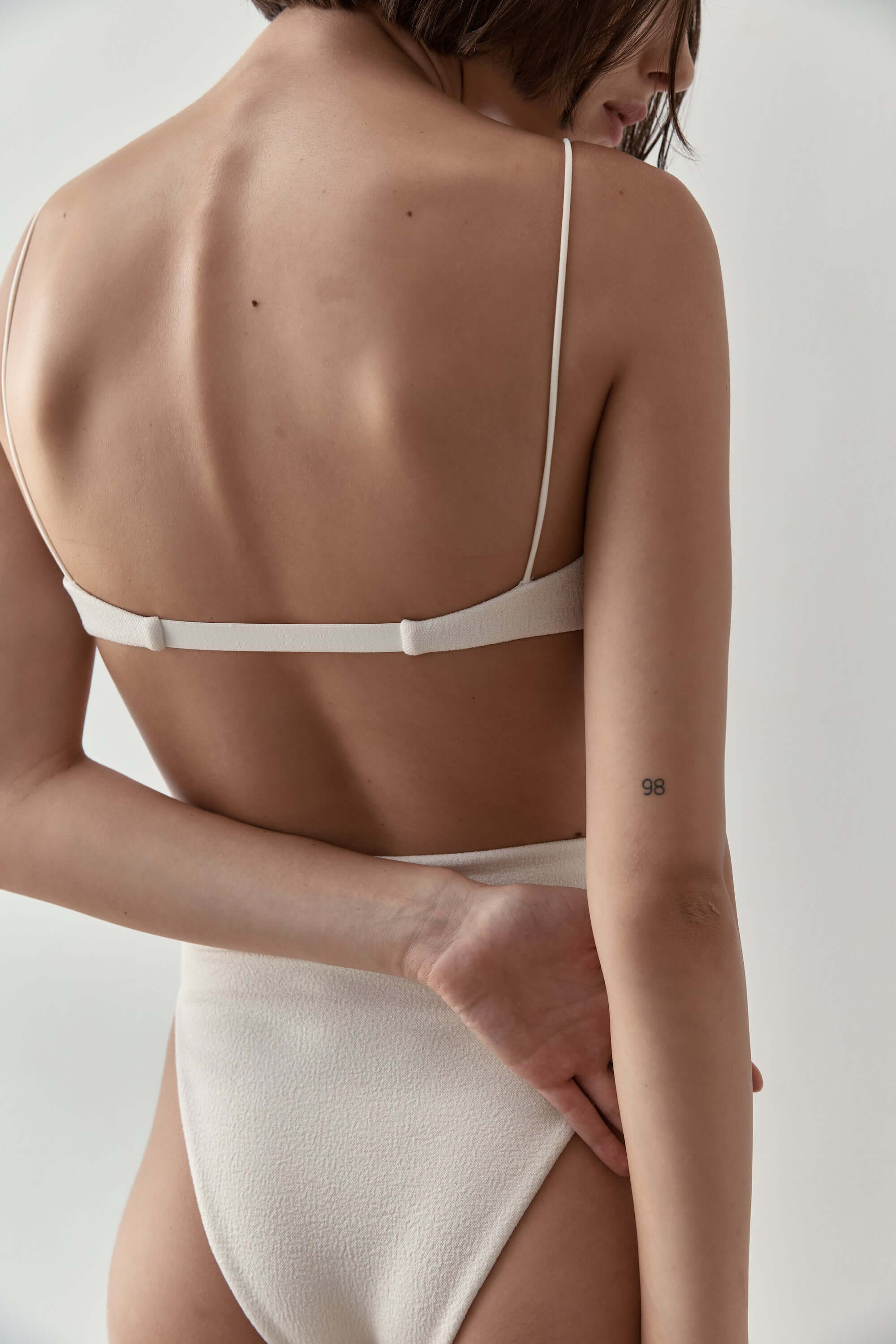 Ziah Swim | 90'S High Waist Bottom Bouclê | Ecru