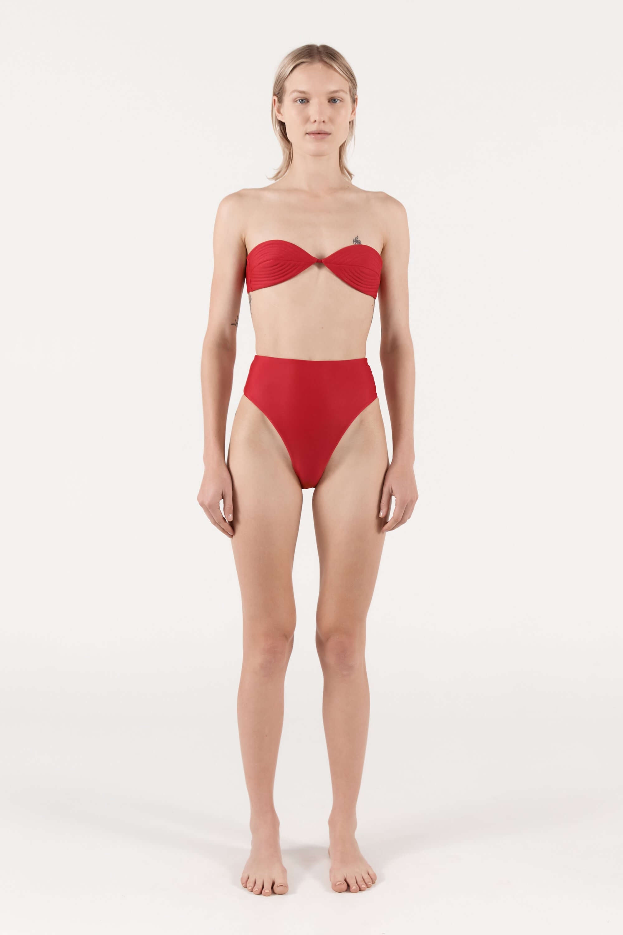 Ziah Swim | 90'S High Waist Bottom | Vermilion Red