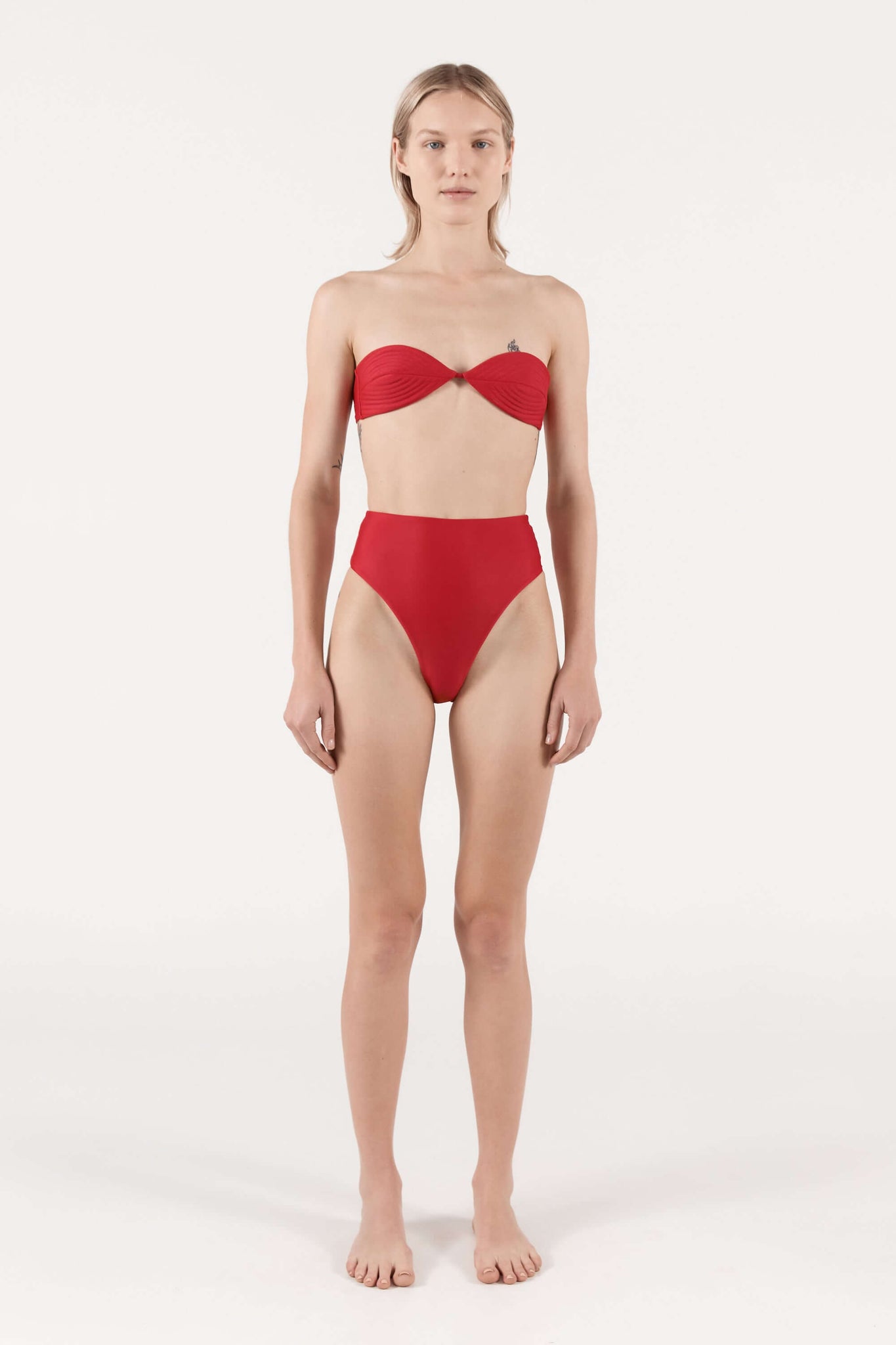 Ziah Swim | 90'S High Waist Bottom | Vermilion Red