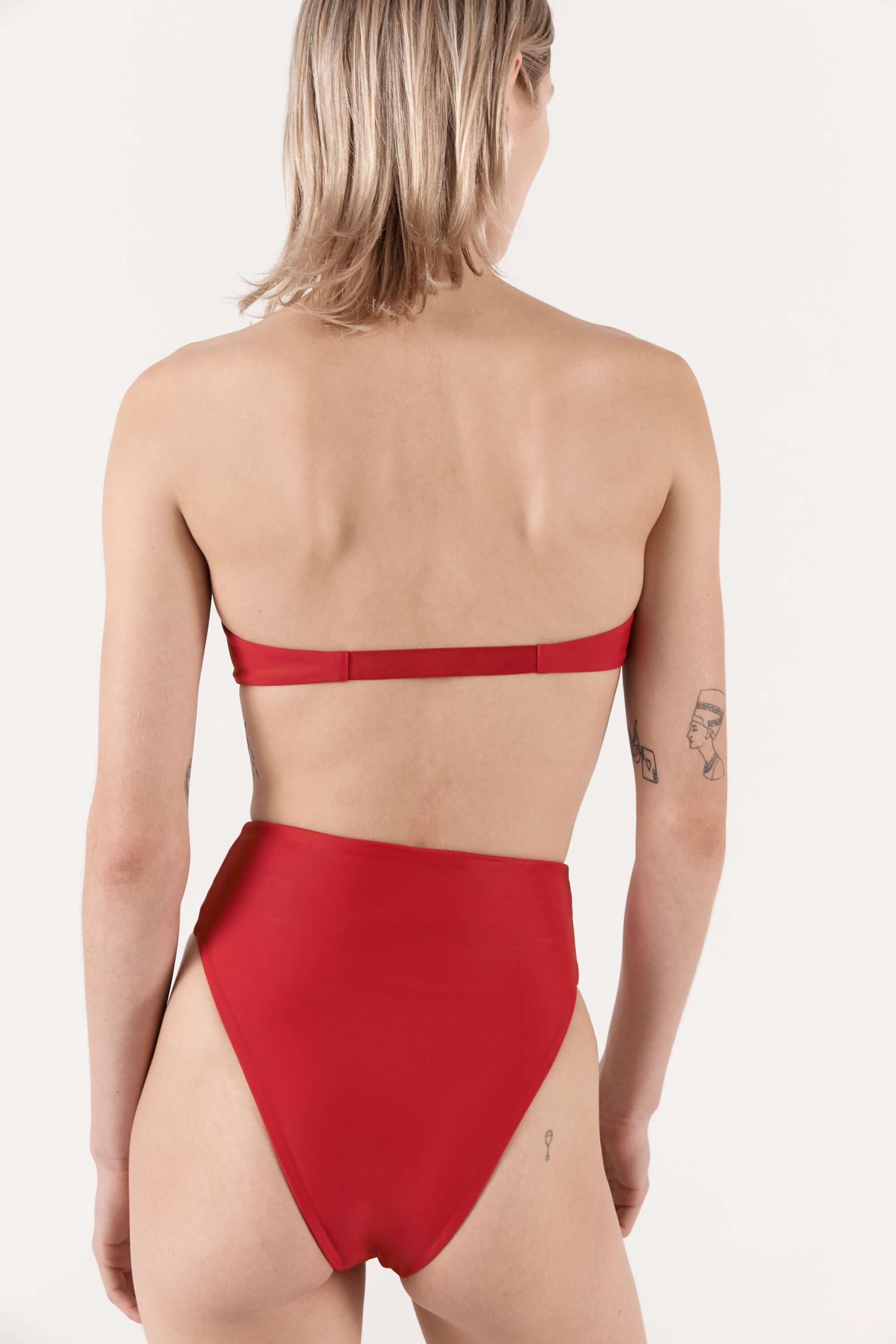 Ziah Swim | 90'S High Waist Bottom | Vermilion Red
