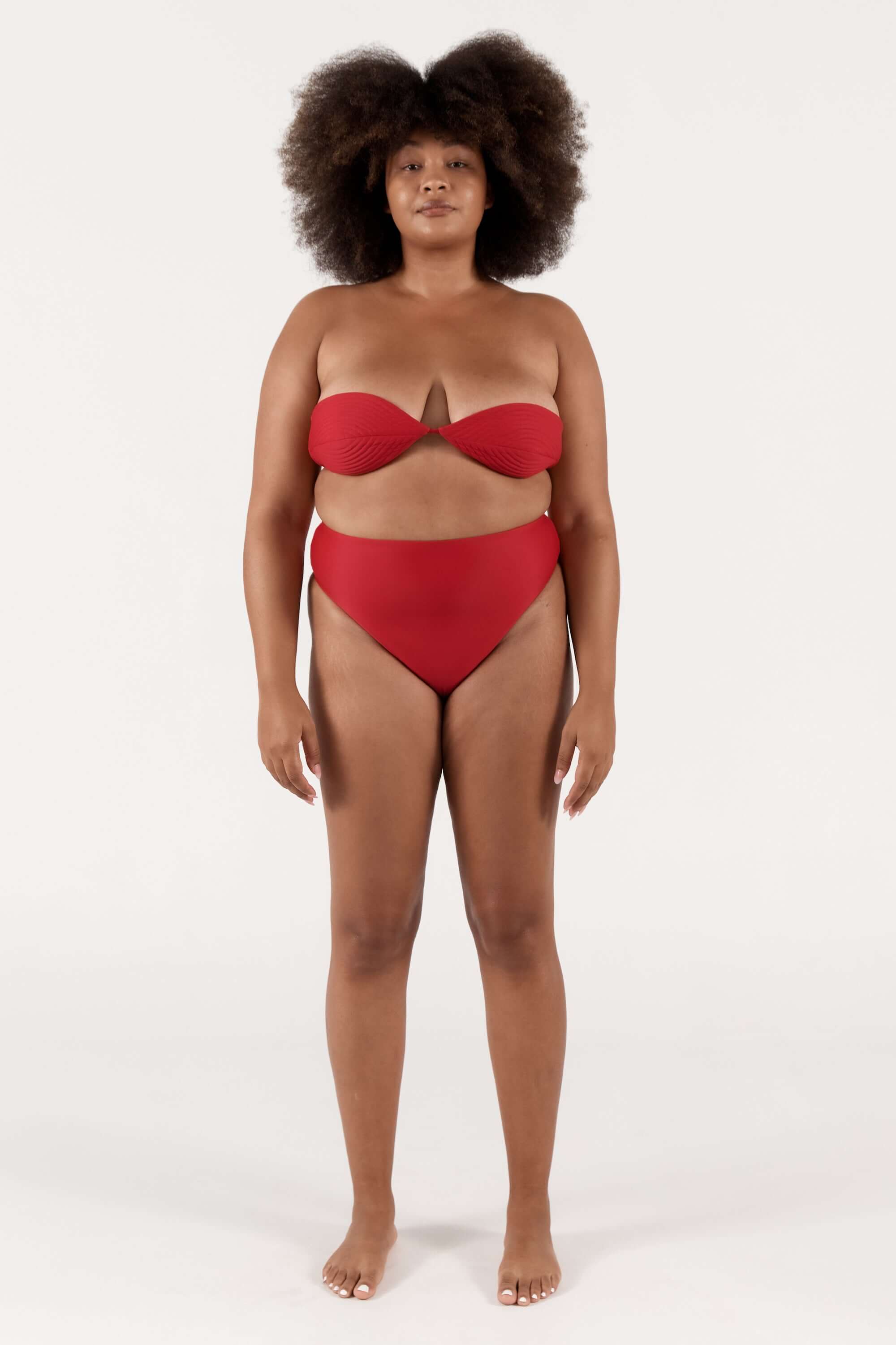 Ziah Swim | 90'S High Waist Bottom | Vermilion Red