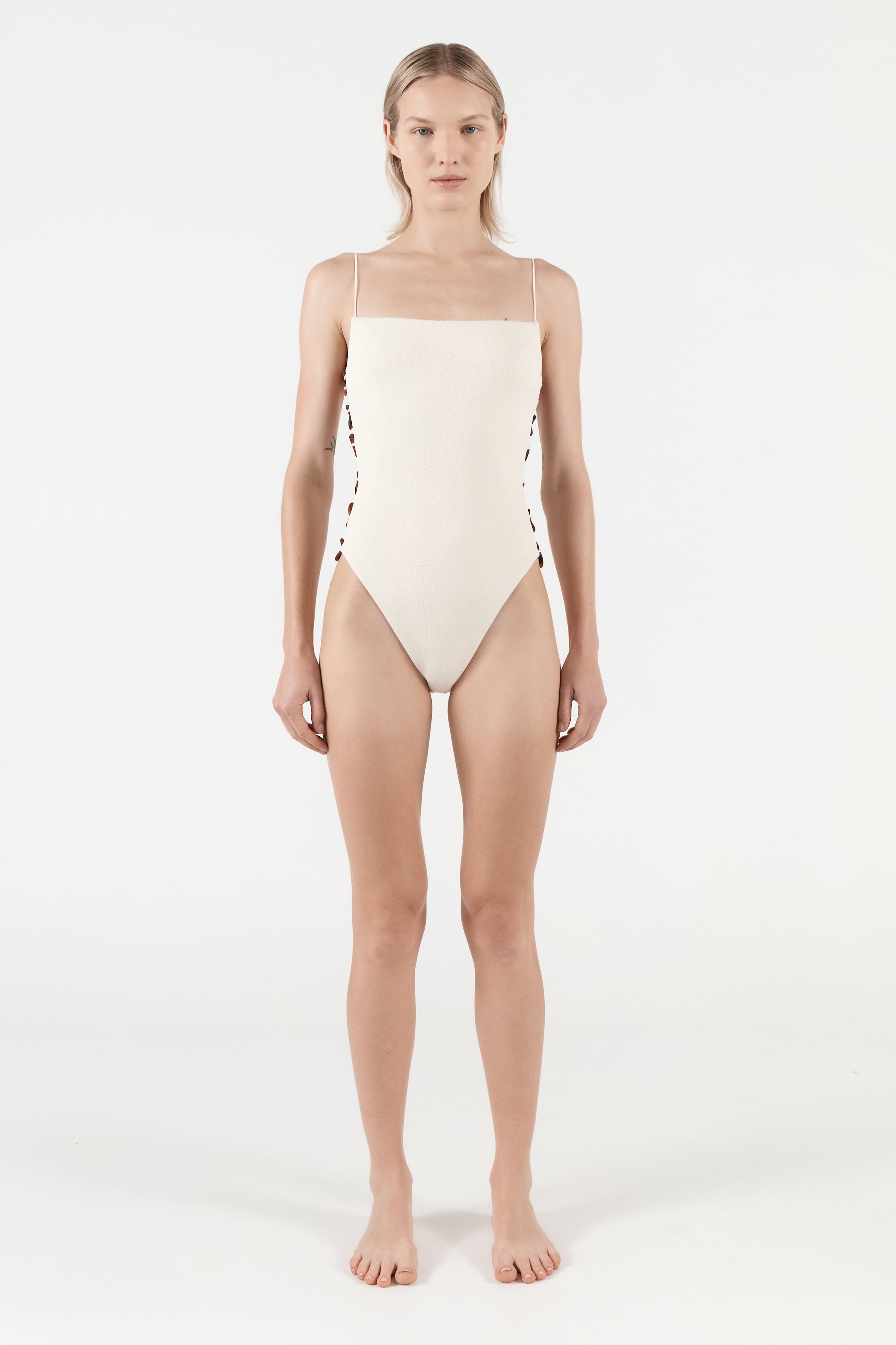 Ziah Swim | Bravo Chain One Piece Bouclê | Ecru