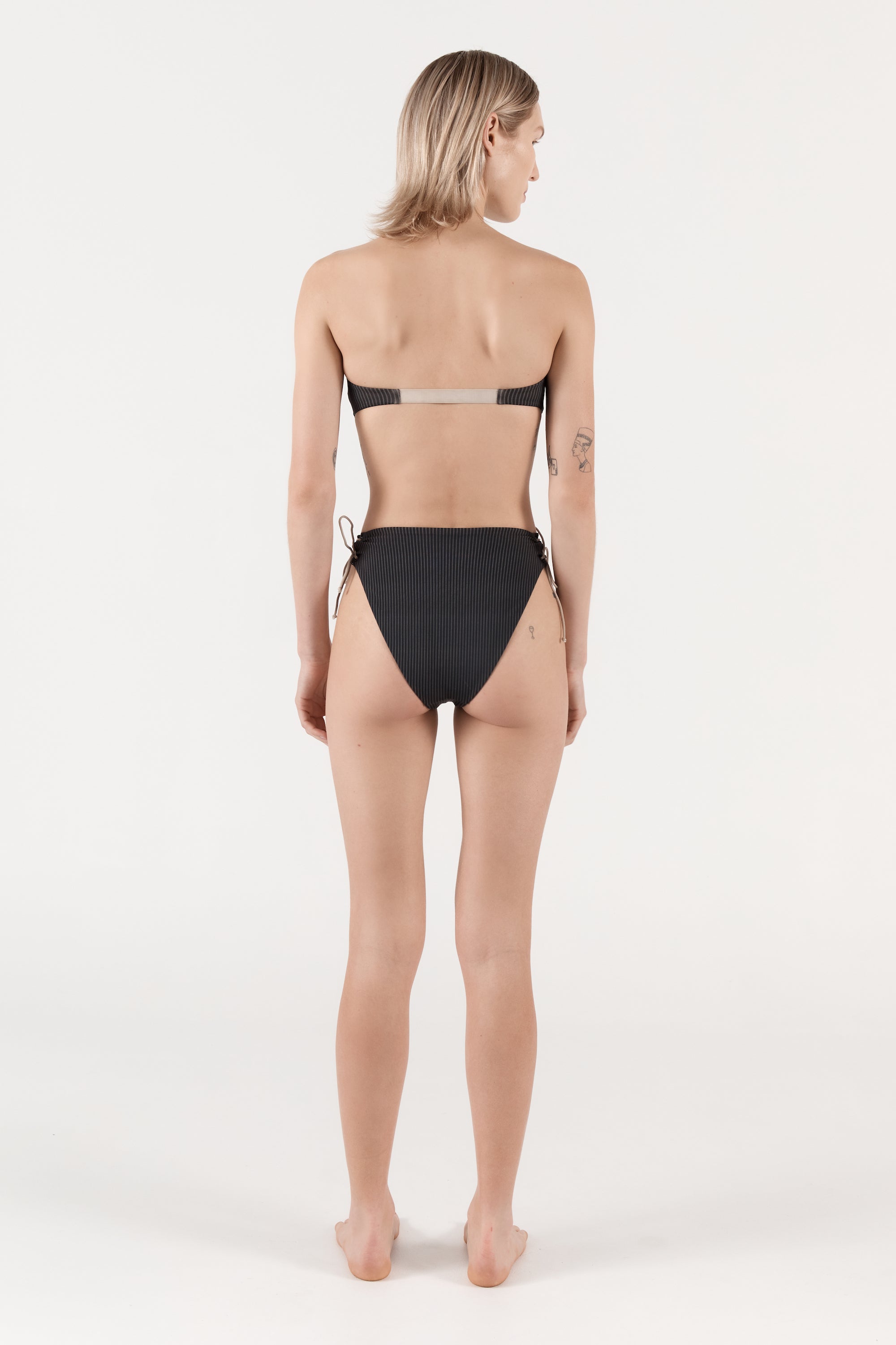 Ziah Swim | Goulue Tie Detail Bottom | Pinstripe