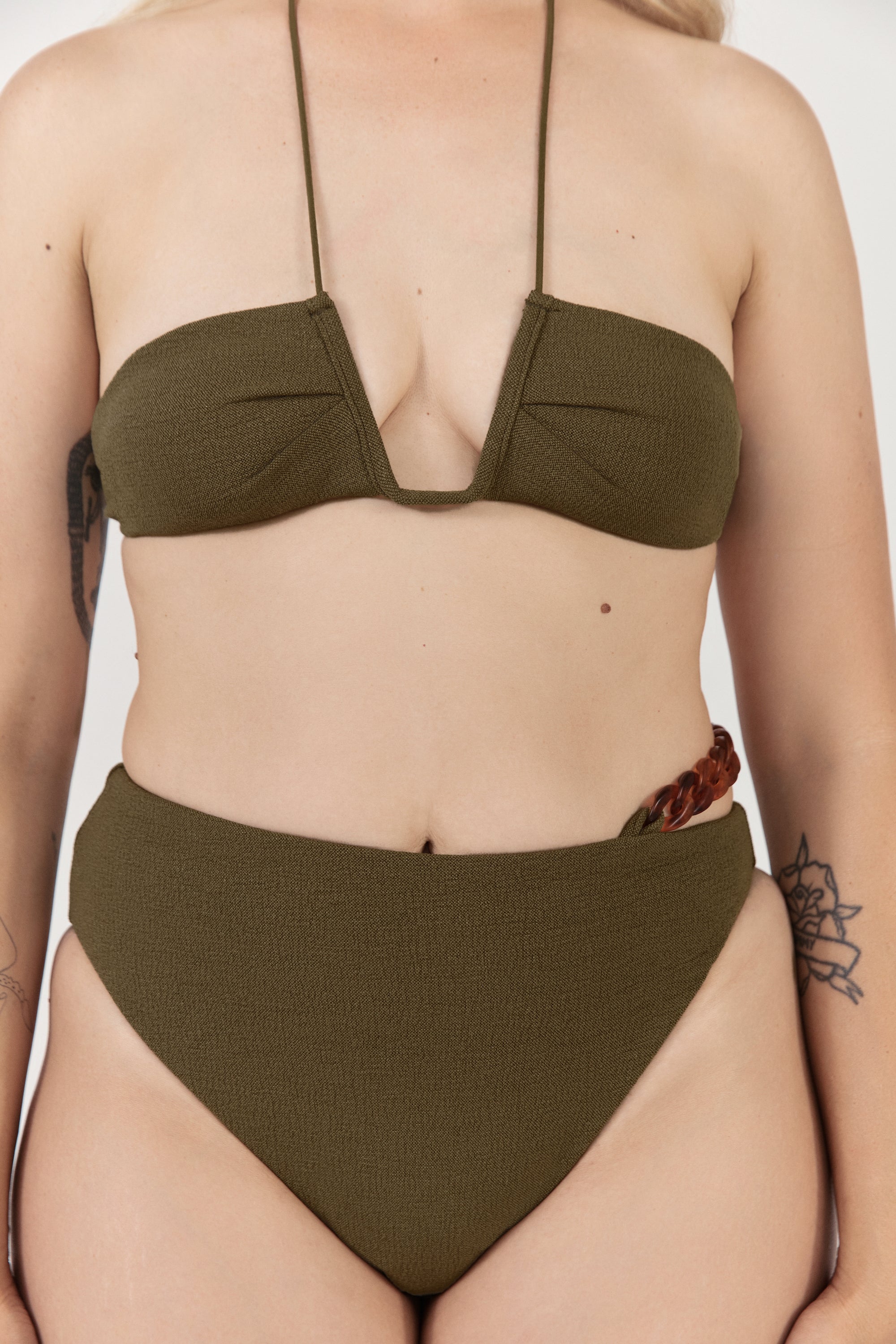 Ziah Swim | Neal Halter Top Bouclê | Olive
