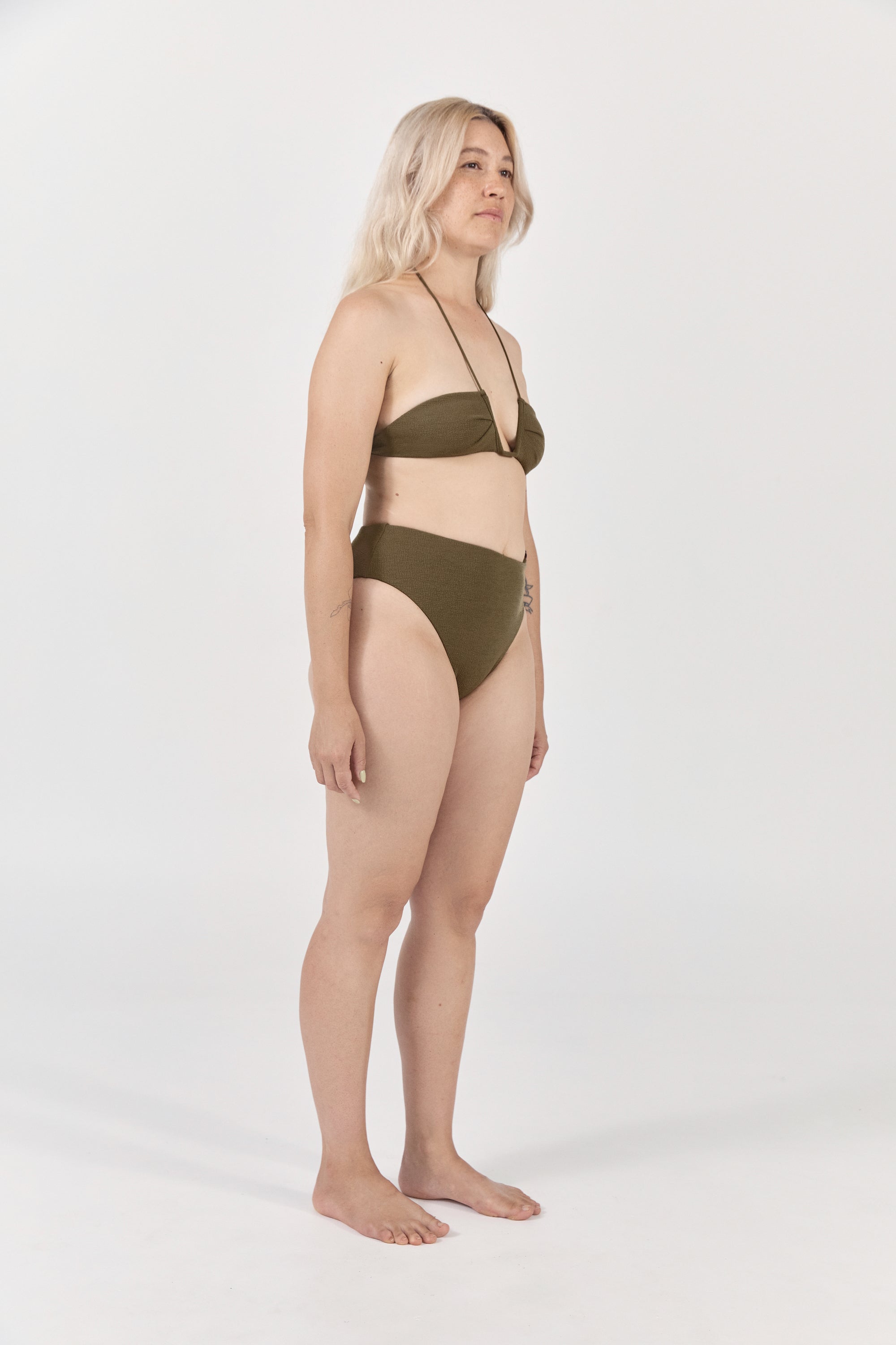 Ziah Swim | Neal Halter Top Bouclê | Olive